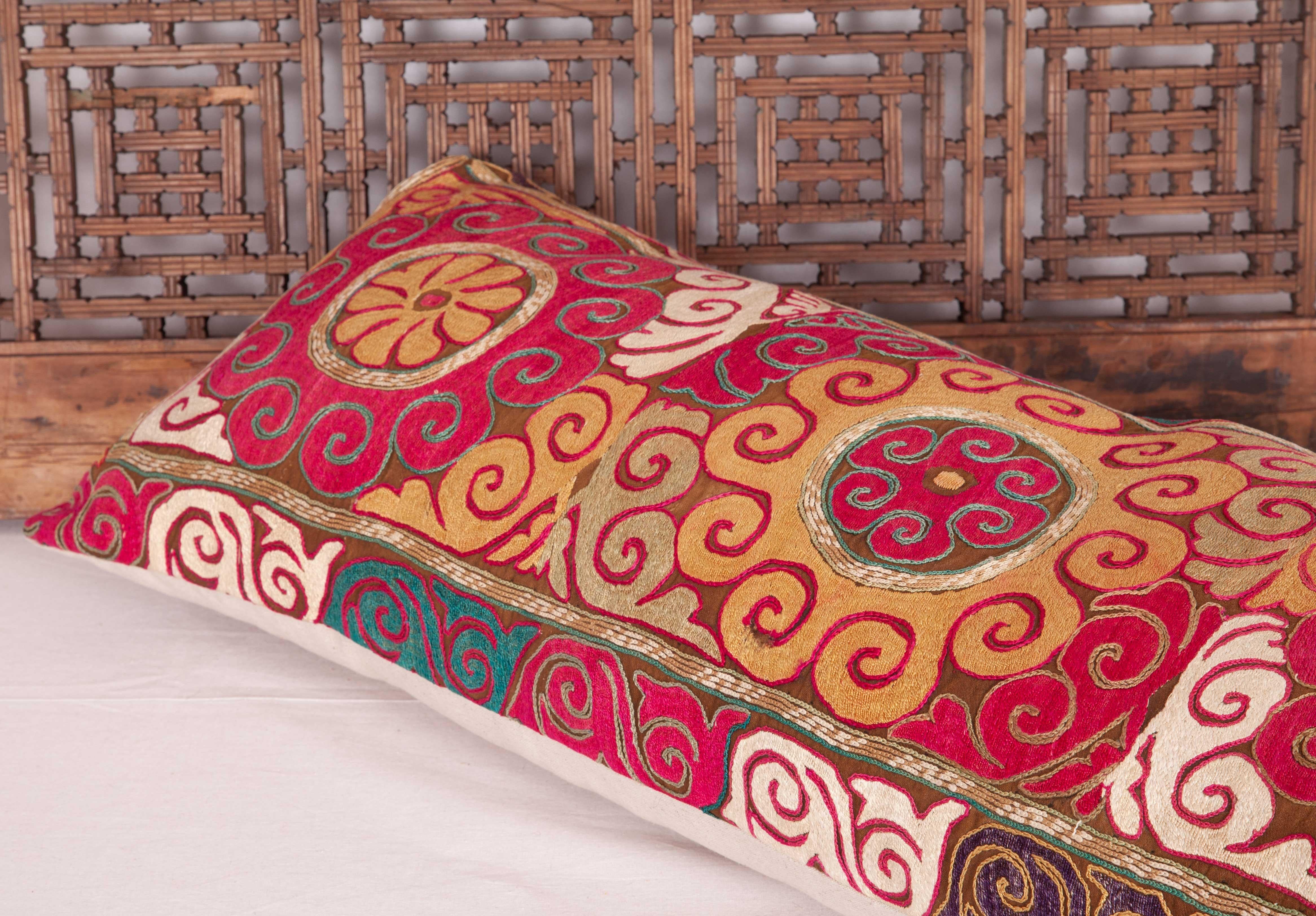 Lumbar Pillow Case Fashioned from an Uzbek Embroidered Mafrash Panel 1