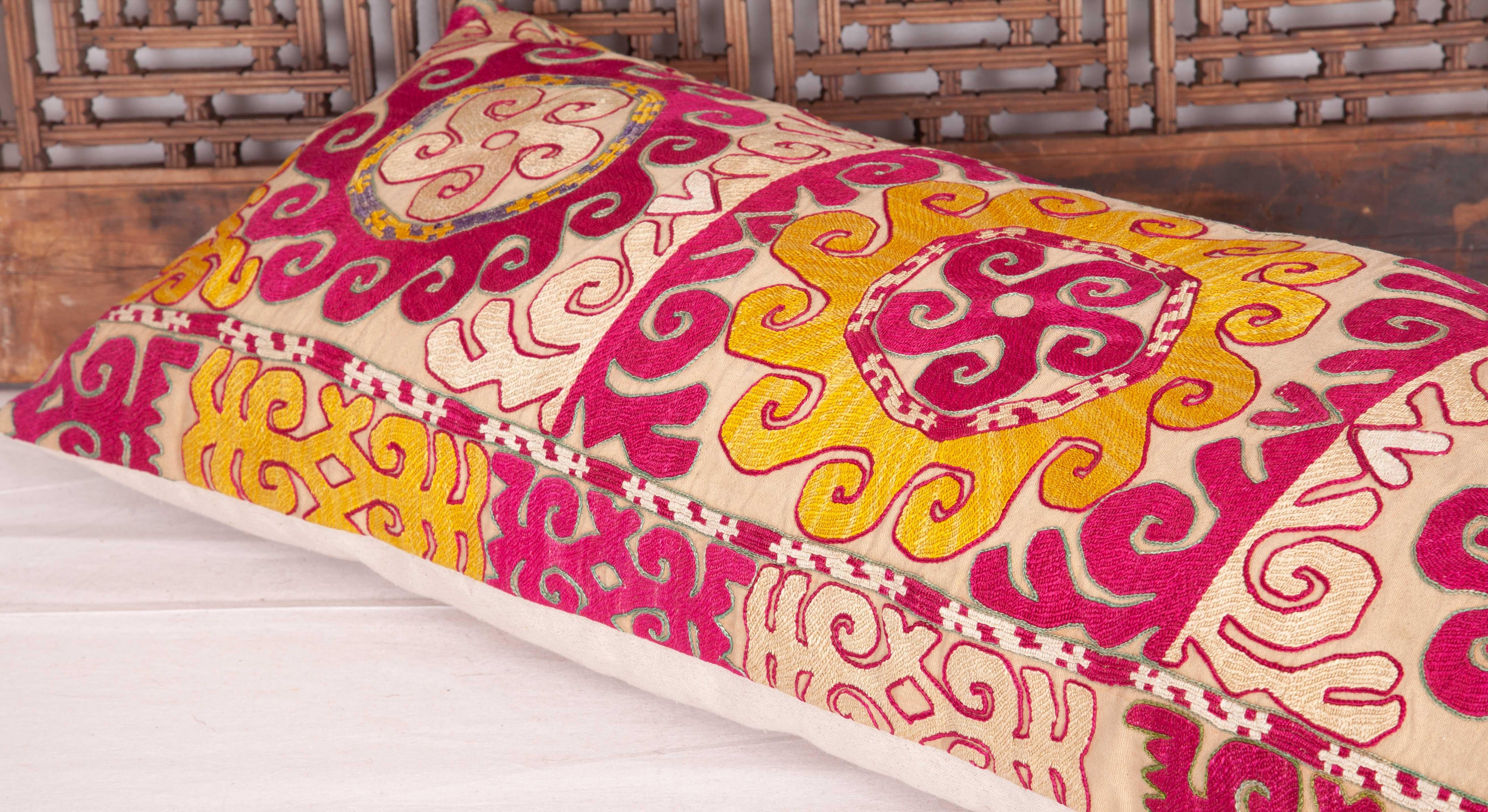 Lumbar Pillow Case Fashioned from an Uzbek Embroidered Mafrash Panel 2