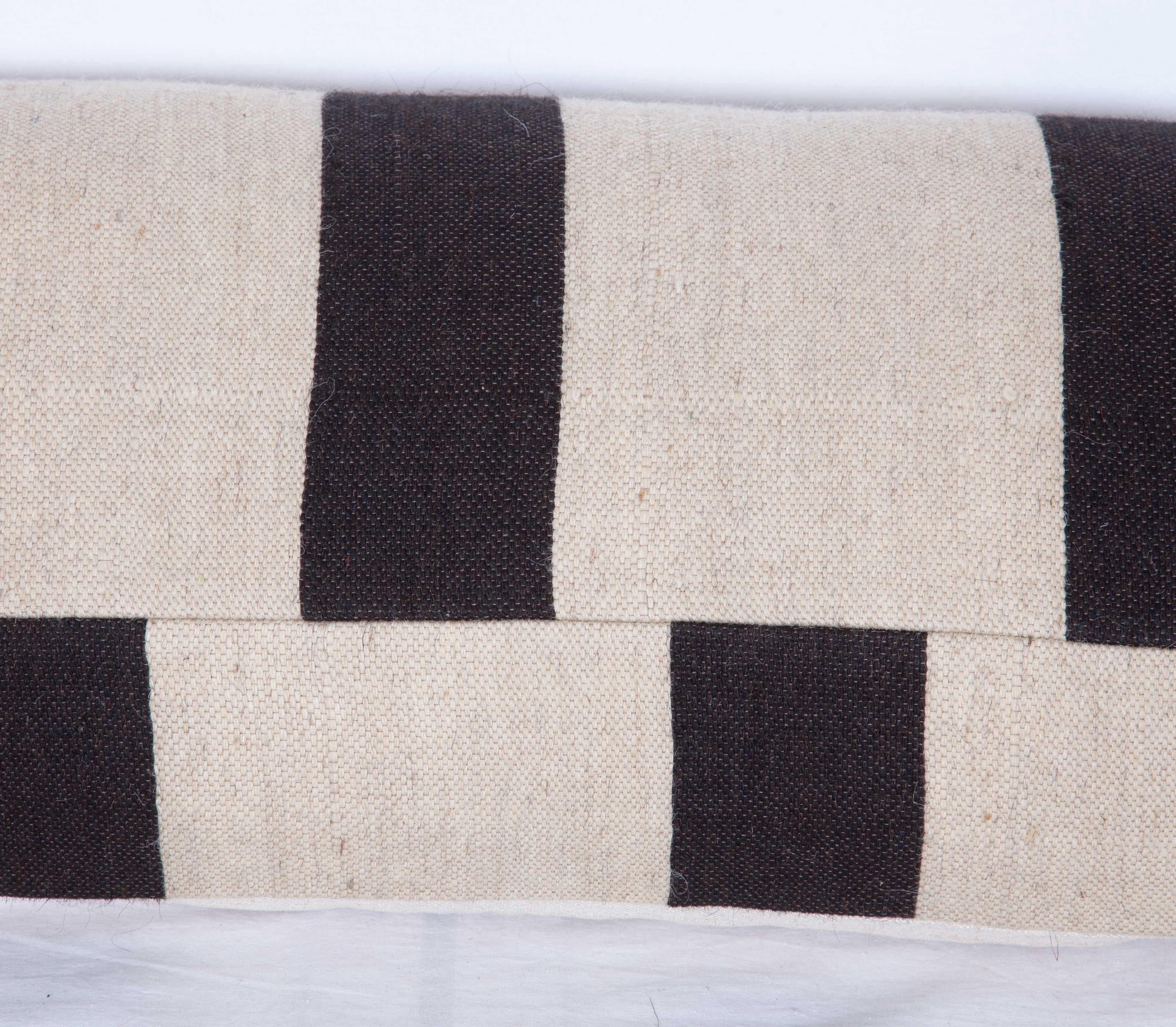 Turkish Lumbar Pillow Case Made from a Contemporary Wool Kilim