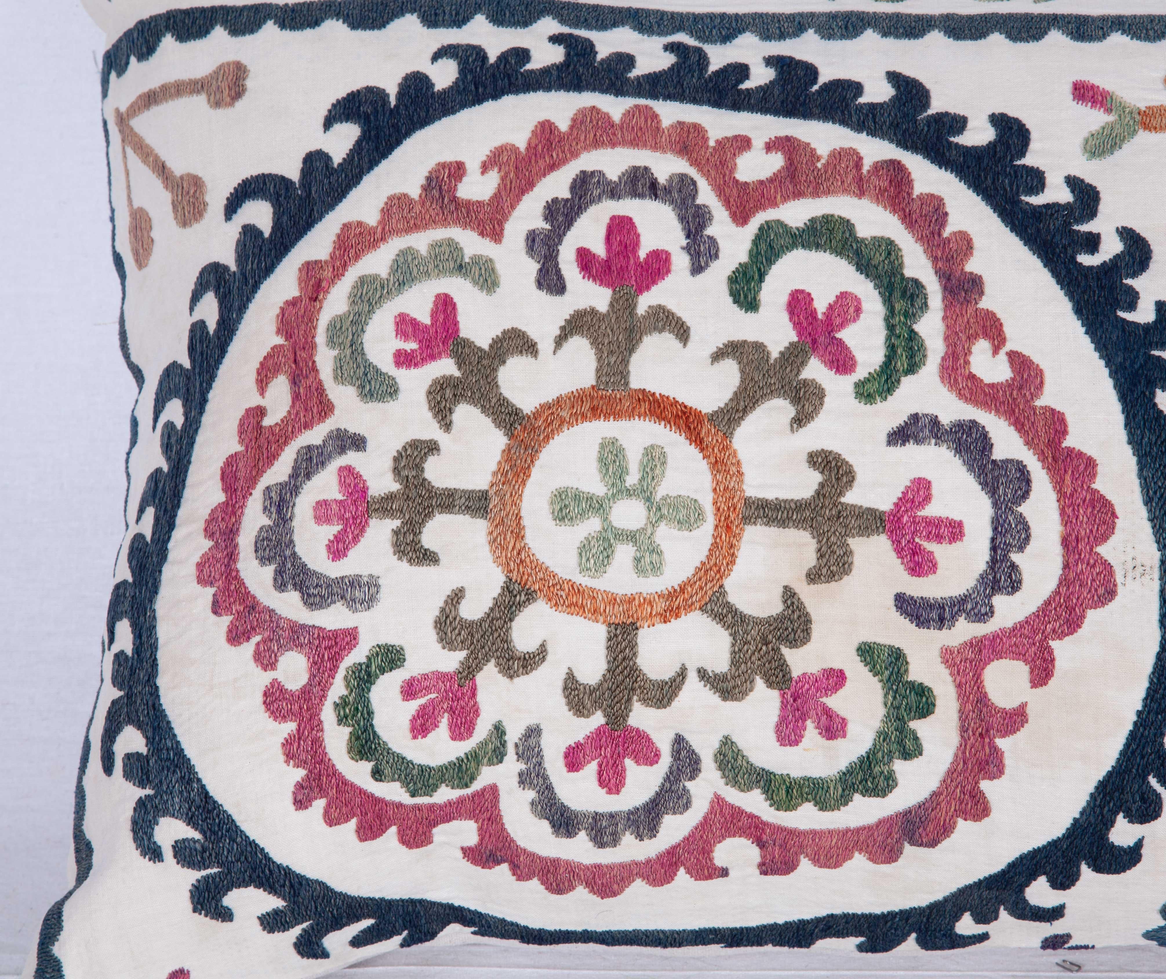 Lumbar Pillow Case Made from a Mid-20th Century, Uzbek Suzani In Good Condition In Istanbul, TR