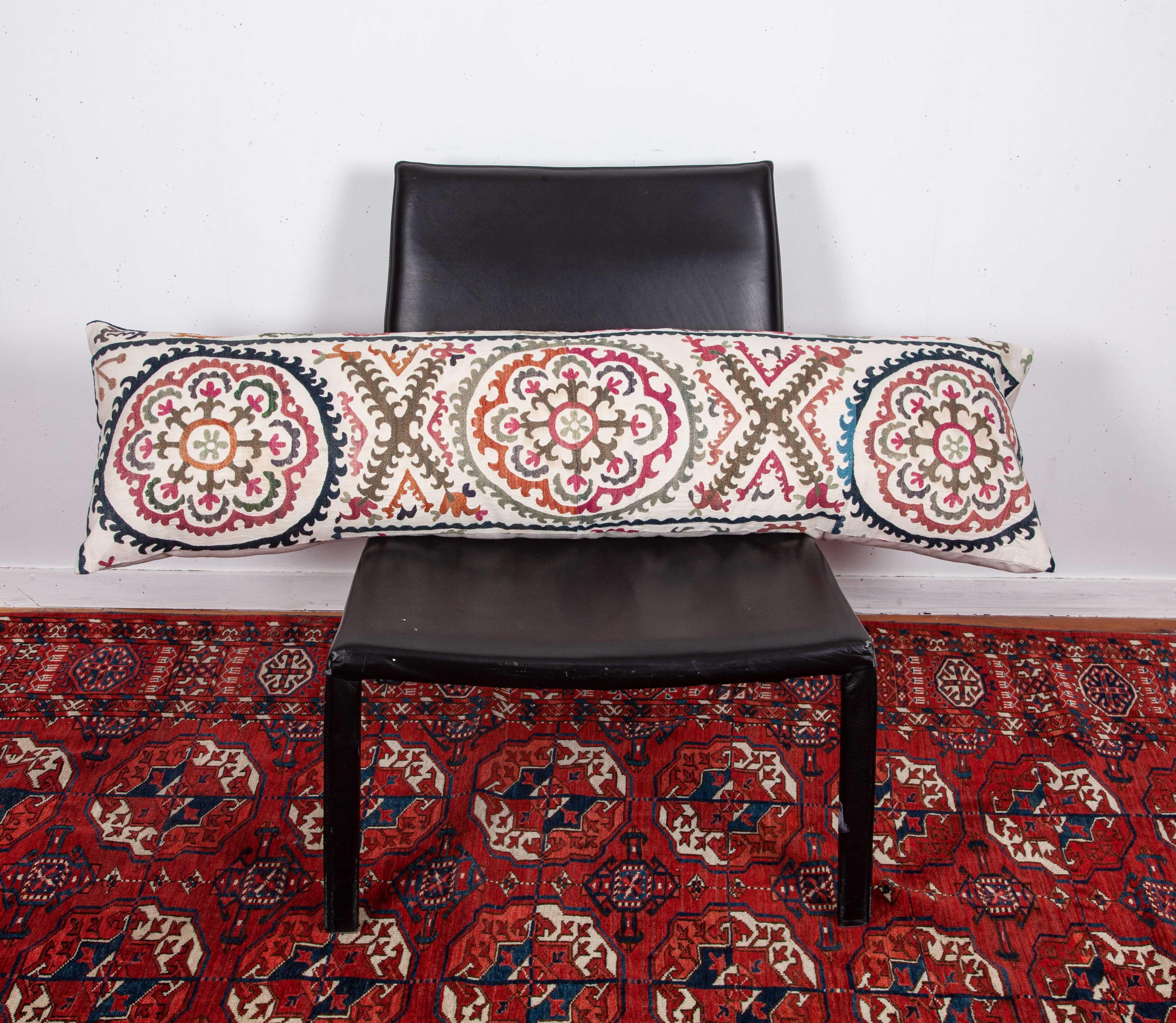 Lumbar Pillow Case Made from a Mid-20th Century, Uzbek Suzani 1
