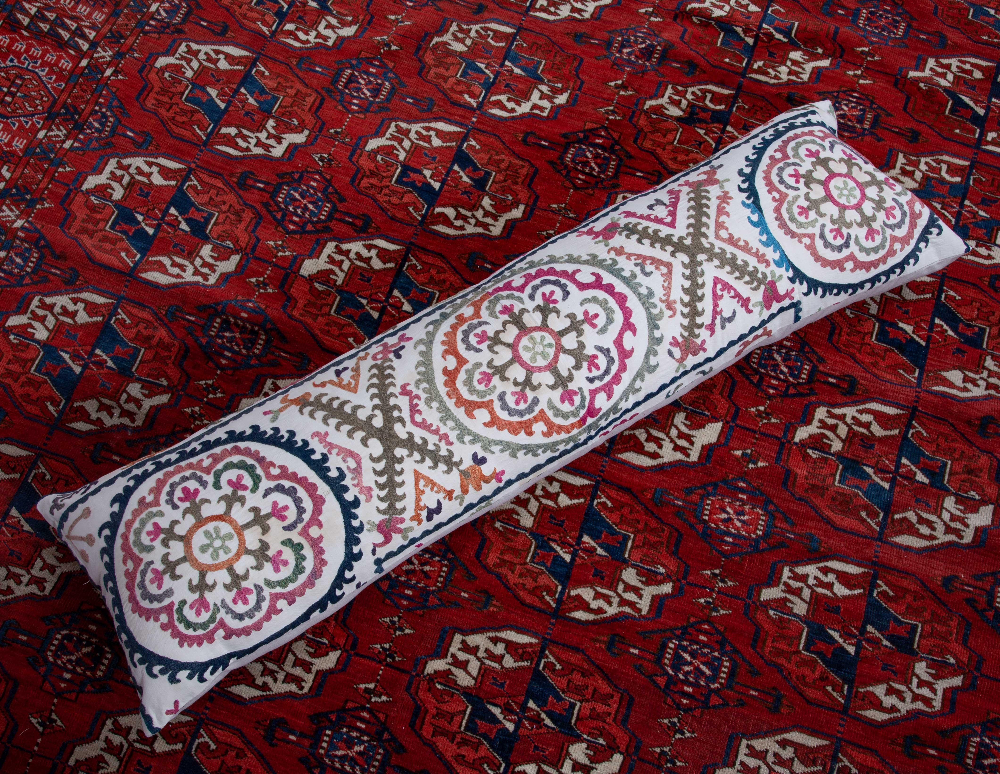 Lumbar Pillow Case Made from a Mid-20th Century, Uzbek Suzani 2