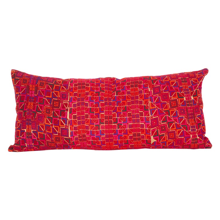 Lumbar Pillow Case Made from Middle Eastern Bedouin Embroidery, Mid