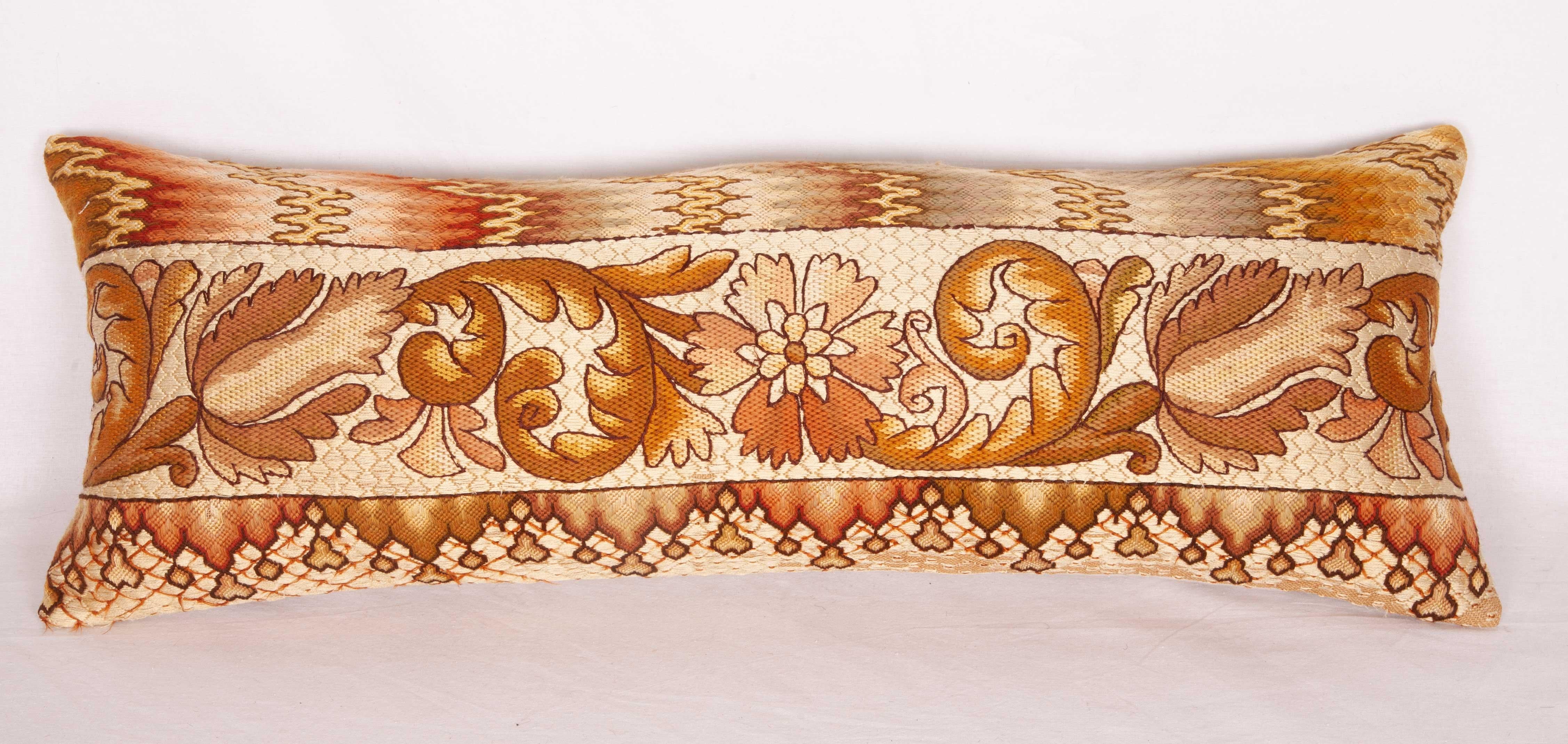 Silk Lumbar Pillow Cases Fashioned from a European Flame Stitch Textile, 19th Century For Sale