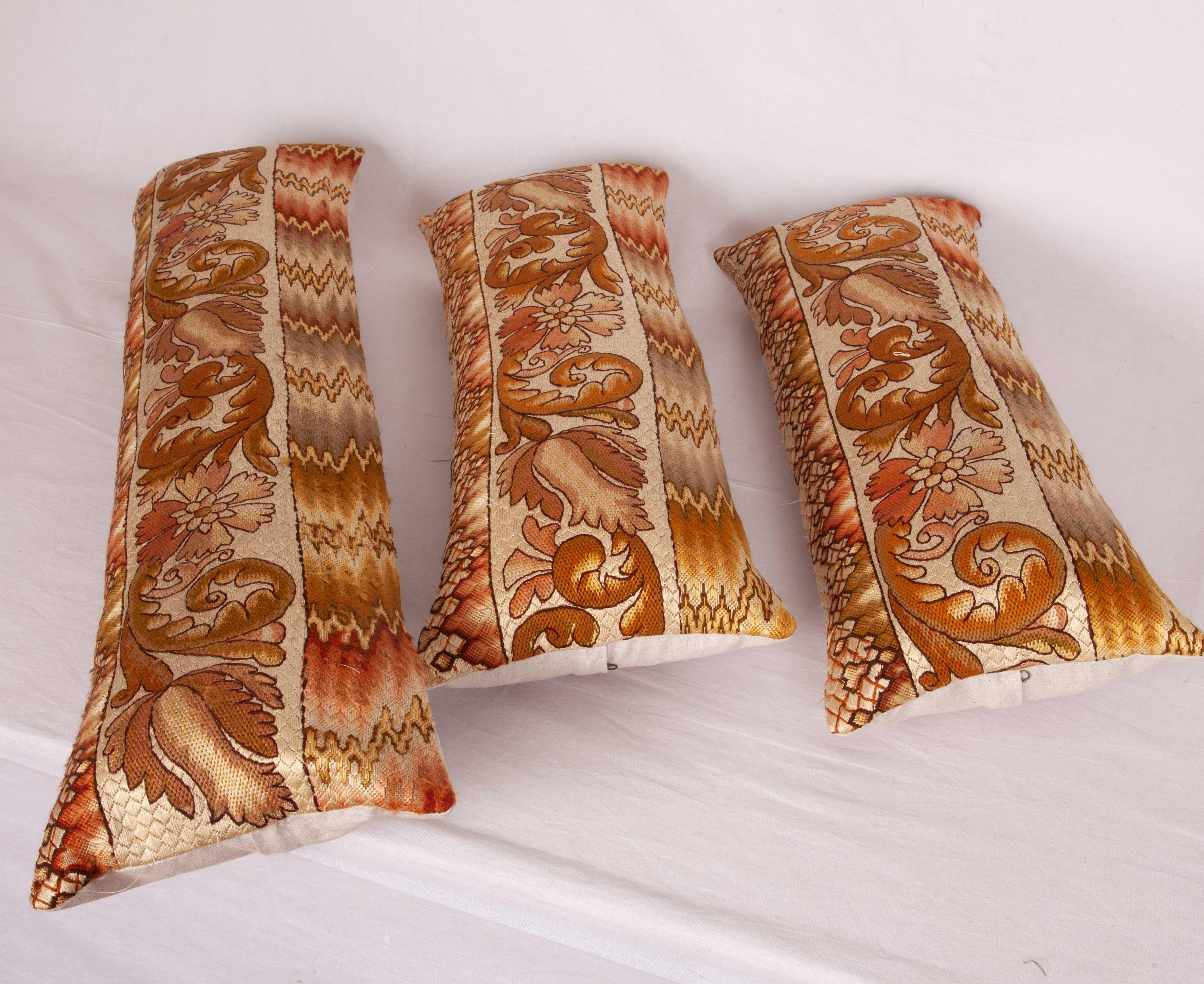 Lumbar Pillow Cases Fashioned from a European Flame Stitch Textile, 19th Century For Sale 1