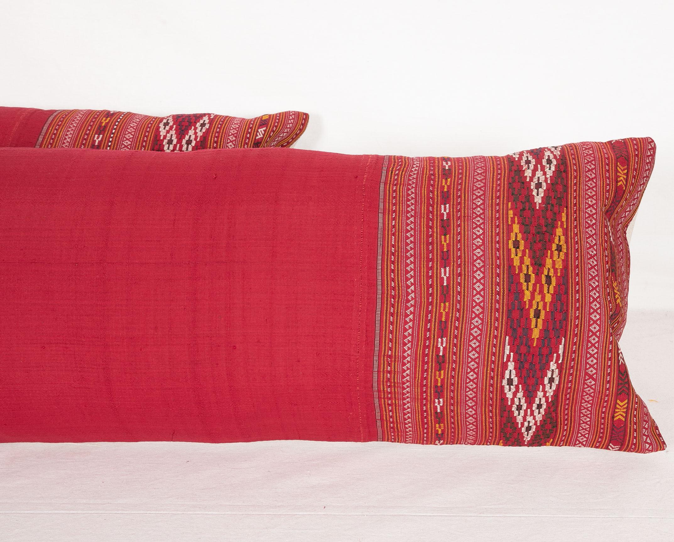 Tribal Lumbar Pillow Cases Fashioned from an Early 20th Century Turkmen Shawl
