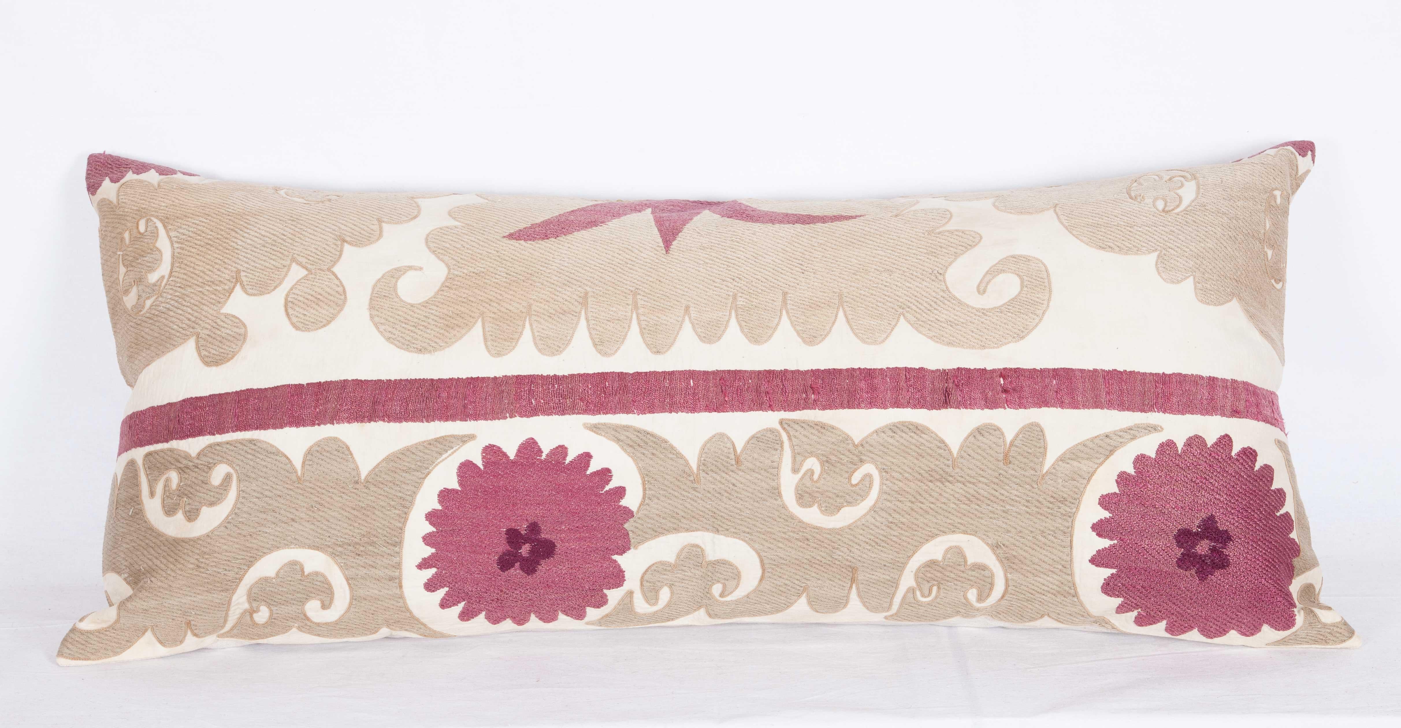 Embroidered Lumbar Pillow Cases Fashioned from an Early 20th Century Uzbek Suzani For Sale