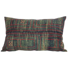 Lumbar Pillow Cases Made from Hmong Hill Tribe Indigo Batik Textile