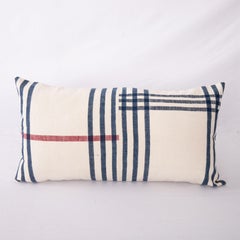 Lumbar Pillow Cover Made from a Vintage Anatolian Cotton Weaving, Mid 20th C.