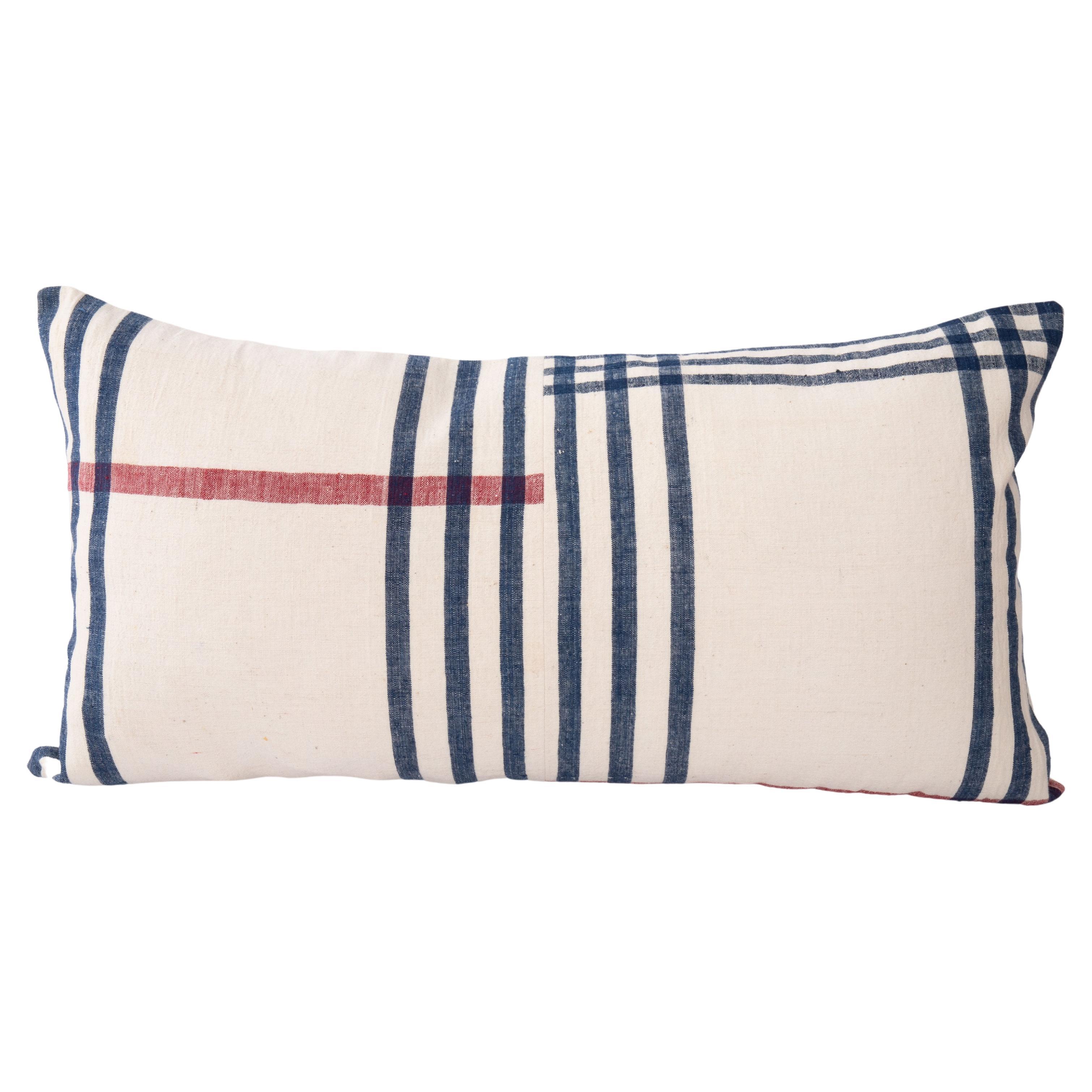 Lumbar Pillow Cover Made from a Vintage Anatolian Cotton Weaving, Mid