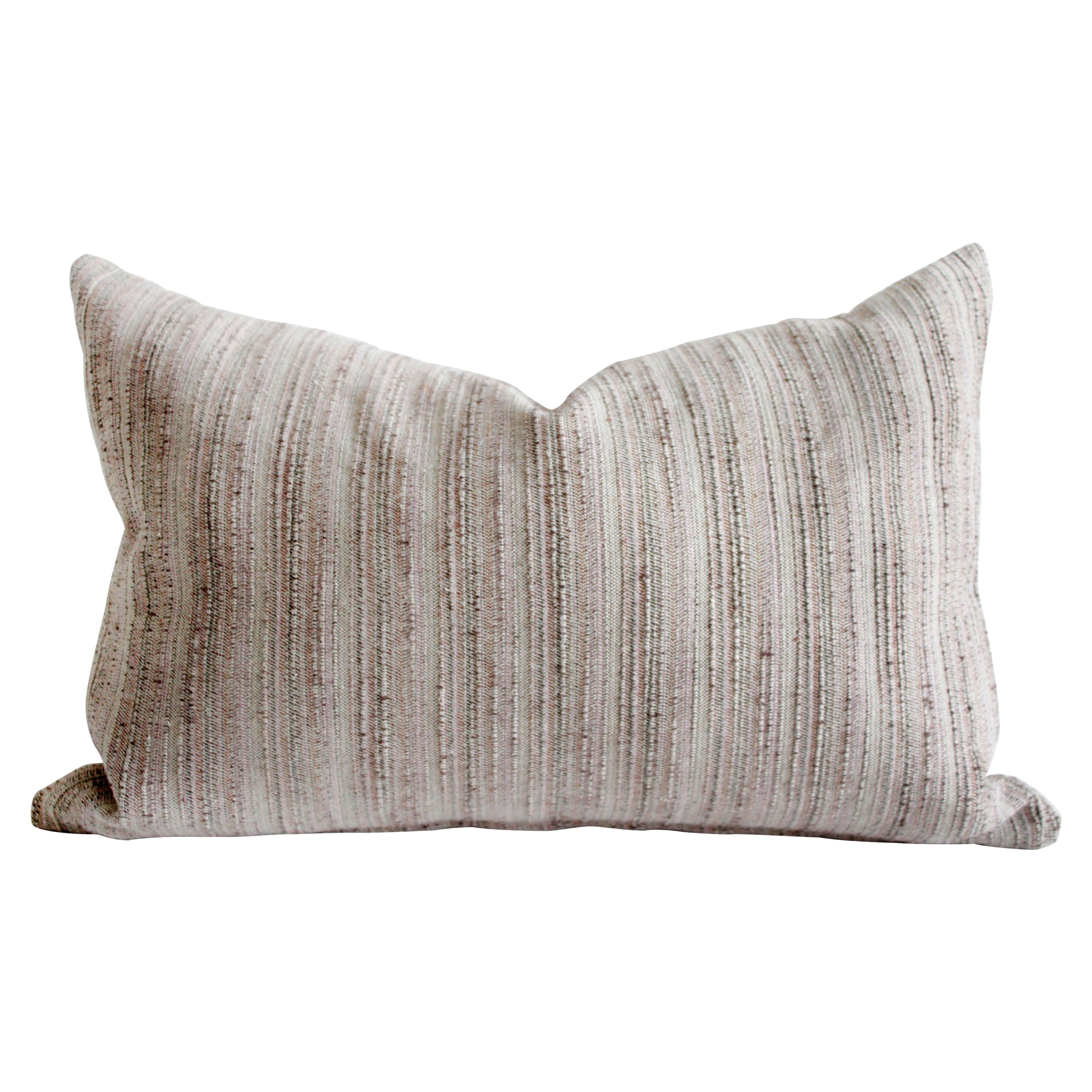 Lumbar Pillow in Mauve and Browns at Bali Weave 100% Cotton Pillow Cover