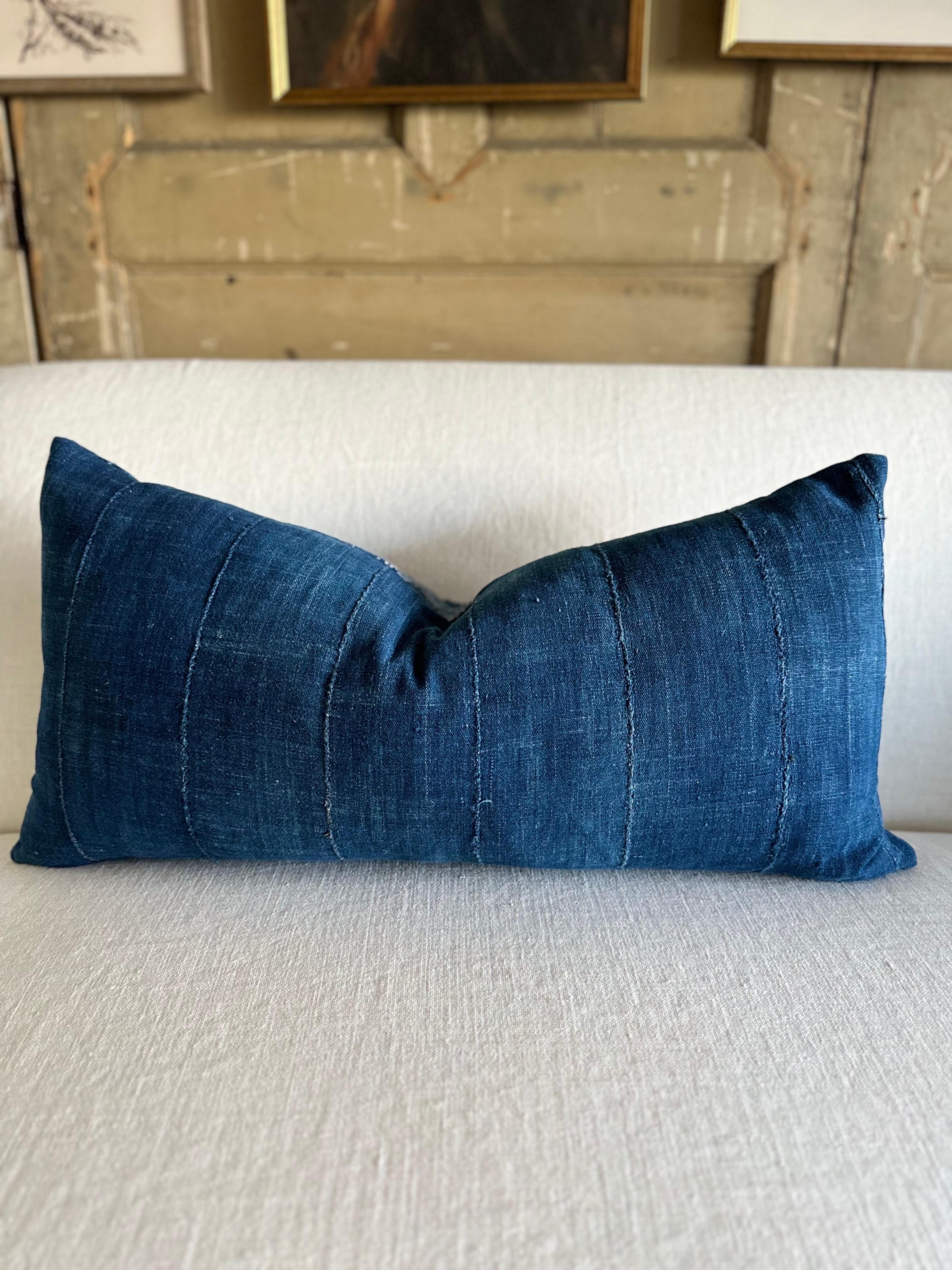 Lumbar Pillow Made from Vintage Japanese Boro Fabric In New Condition For Sale In Brea, CA