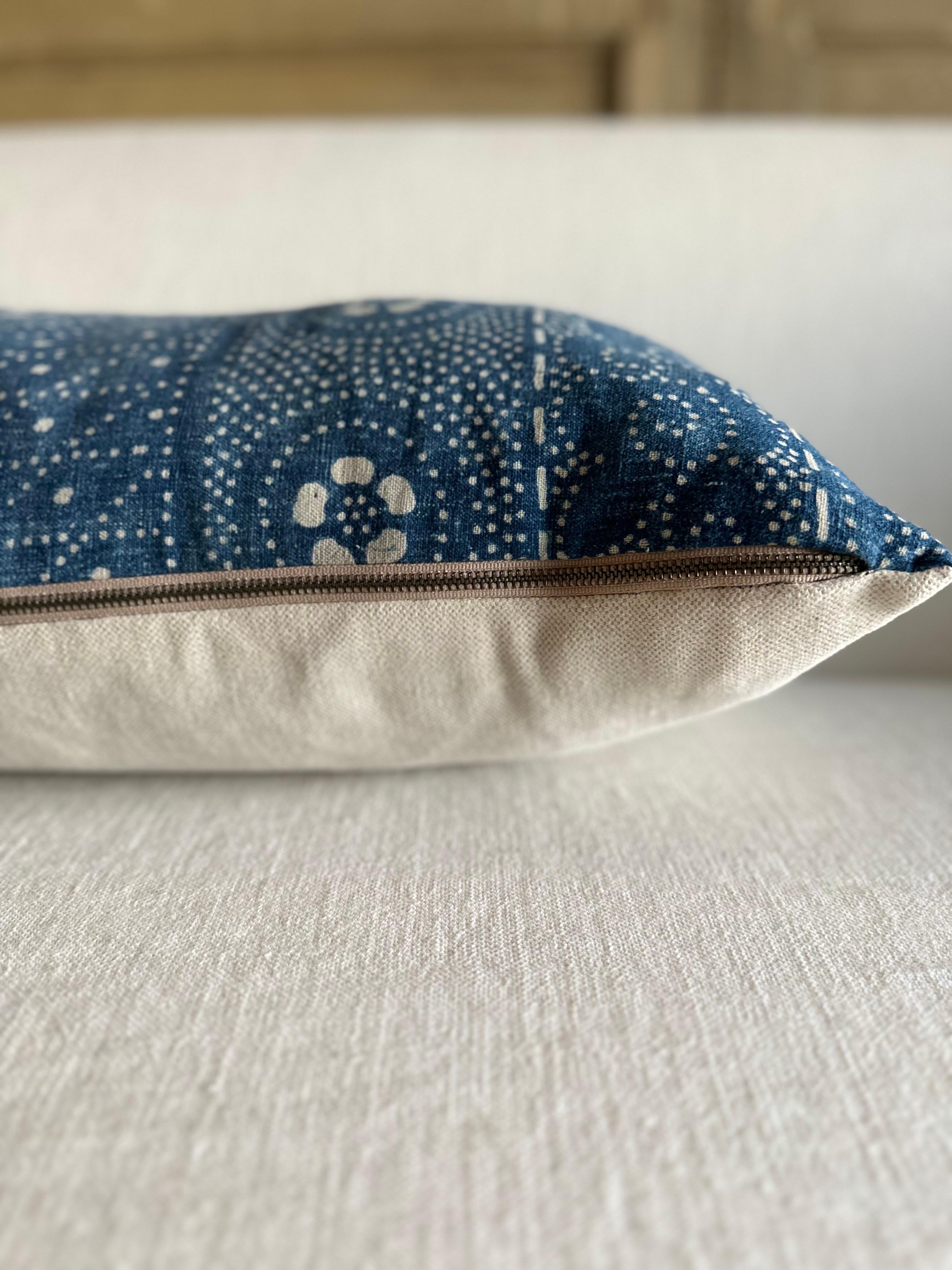 Lumbar Pillow Made from Vintage Japanese Boro Fabric In New Condition In Brea, CA