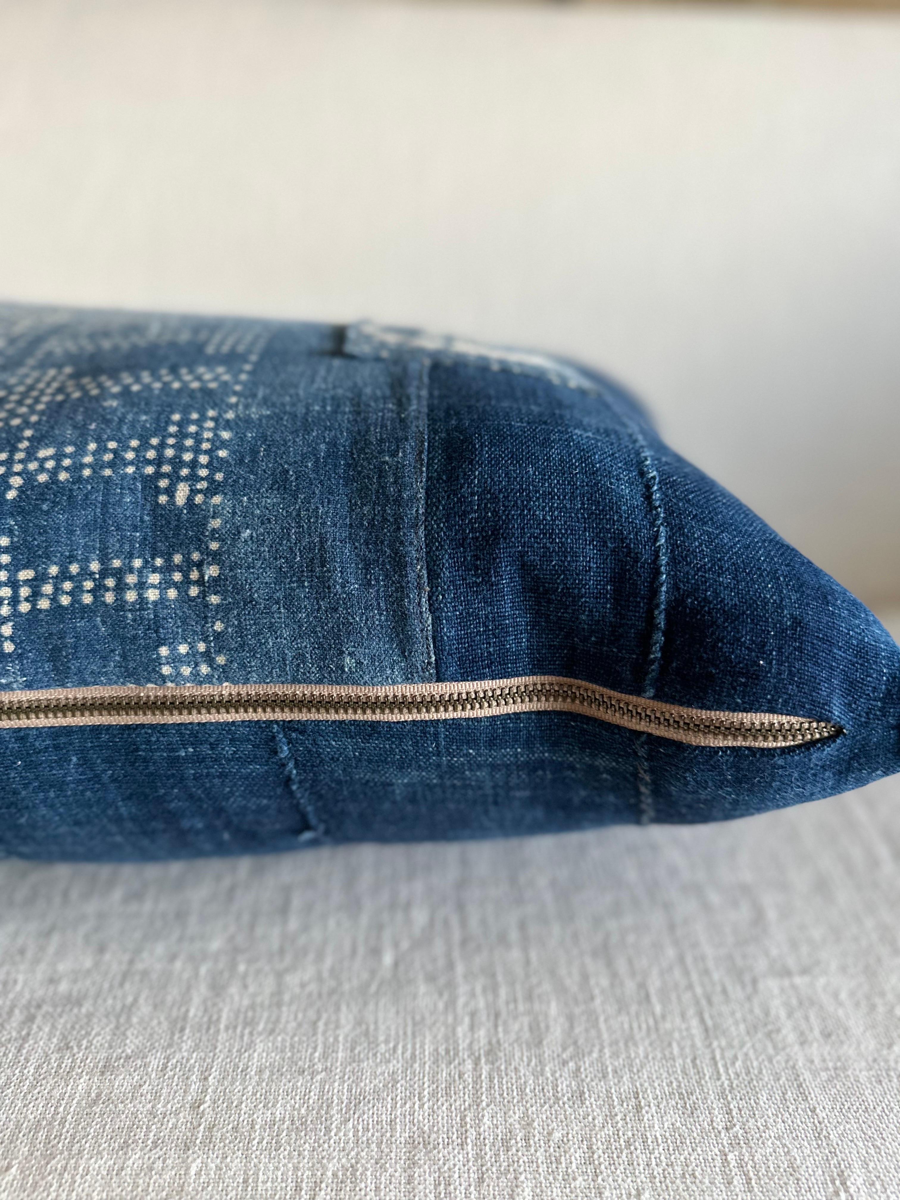 Contemporary Lumbar Pillow Made from Vintage Japanese Boro Fabric For Sale