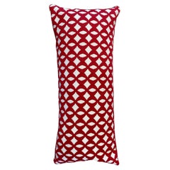 Lumbar Pillow Red Velvet and White Pattern