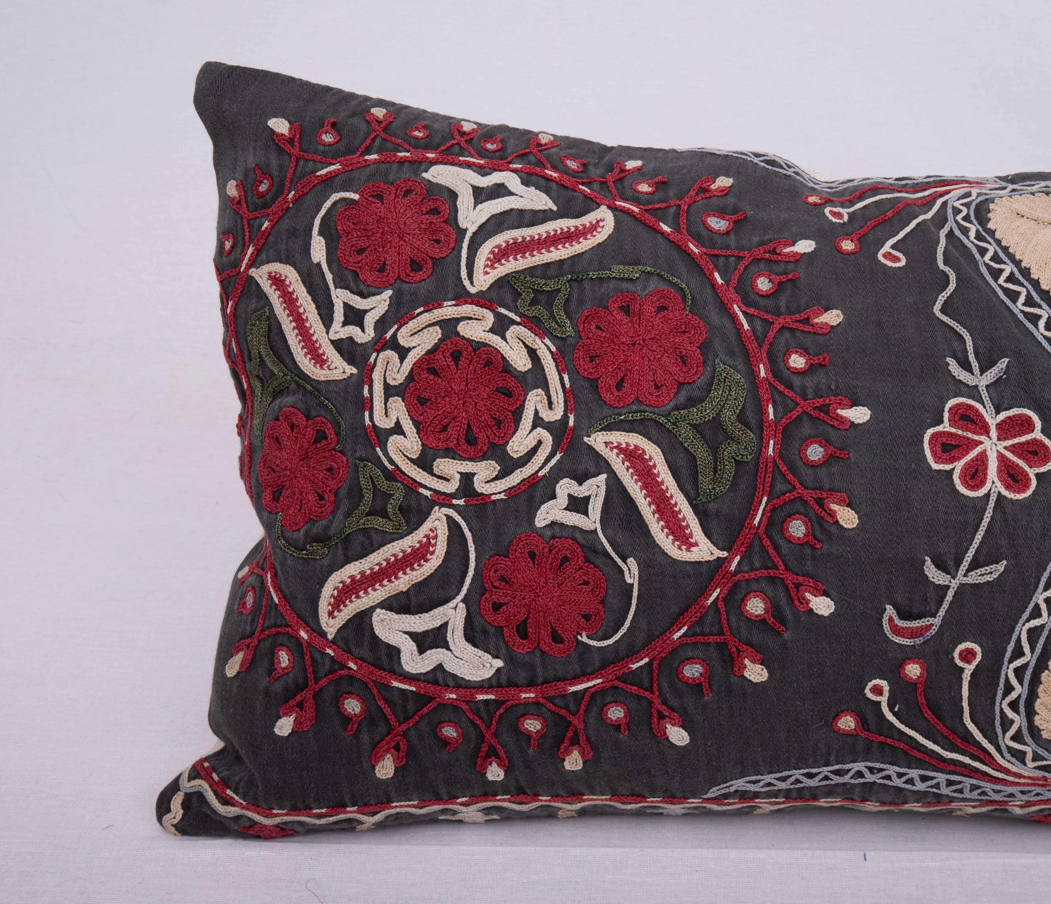 Kazakhstani Lumbar Pillowcase Made from a Mid-20th C, Kazak / Kyrgyz Embroidery For Sale
