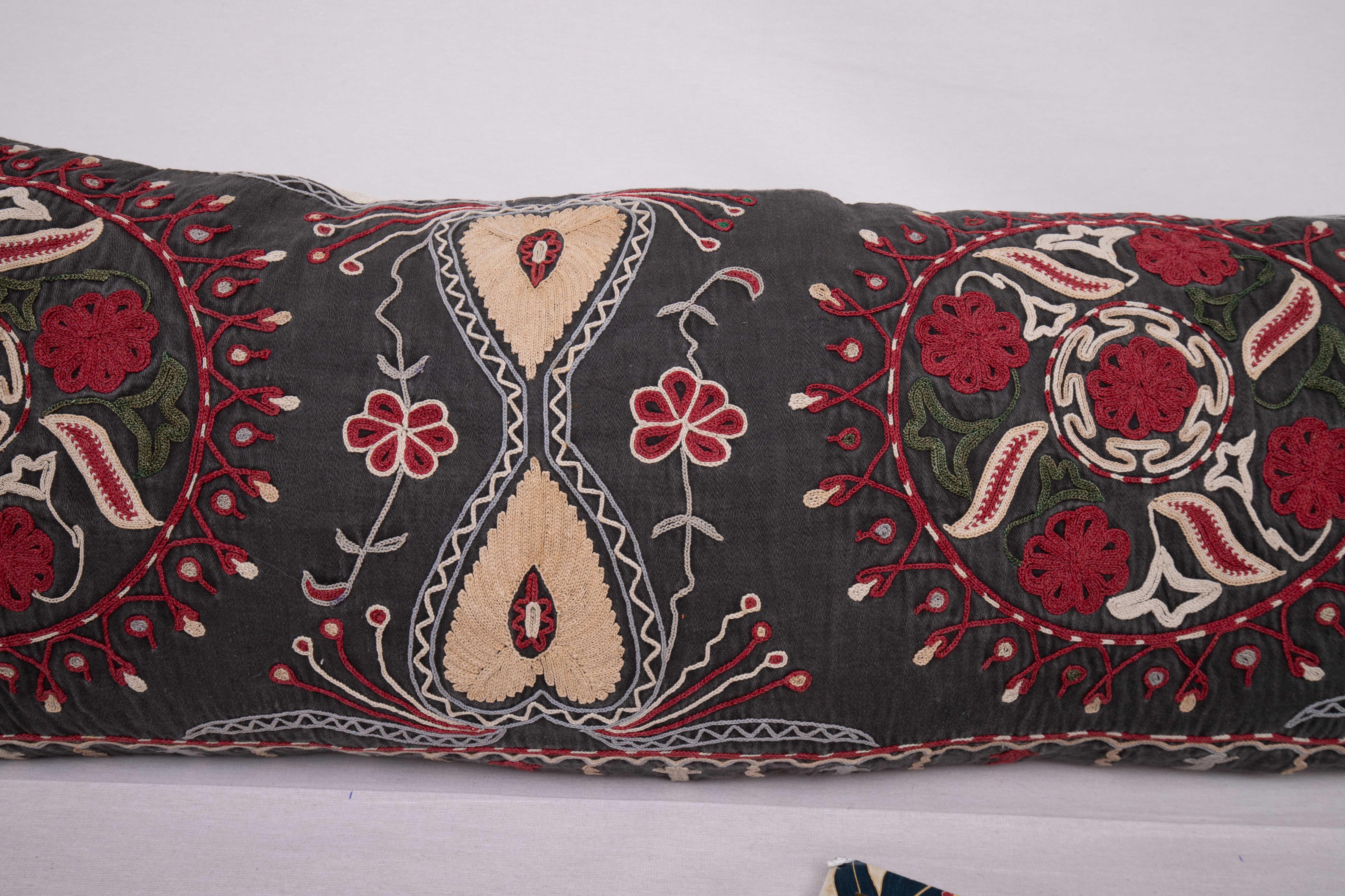 Embroidered Lumbar Pillowcase Made from a Mid-20th C, Kazak / Kyrgyz Embroidery