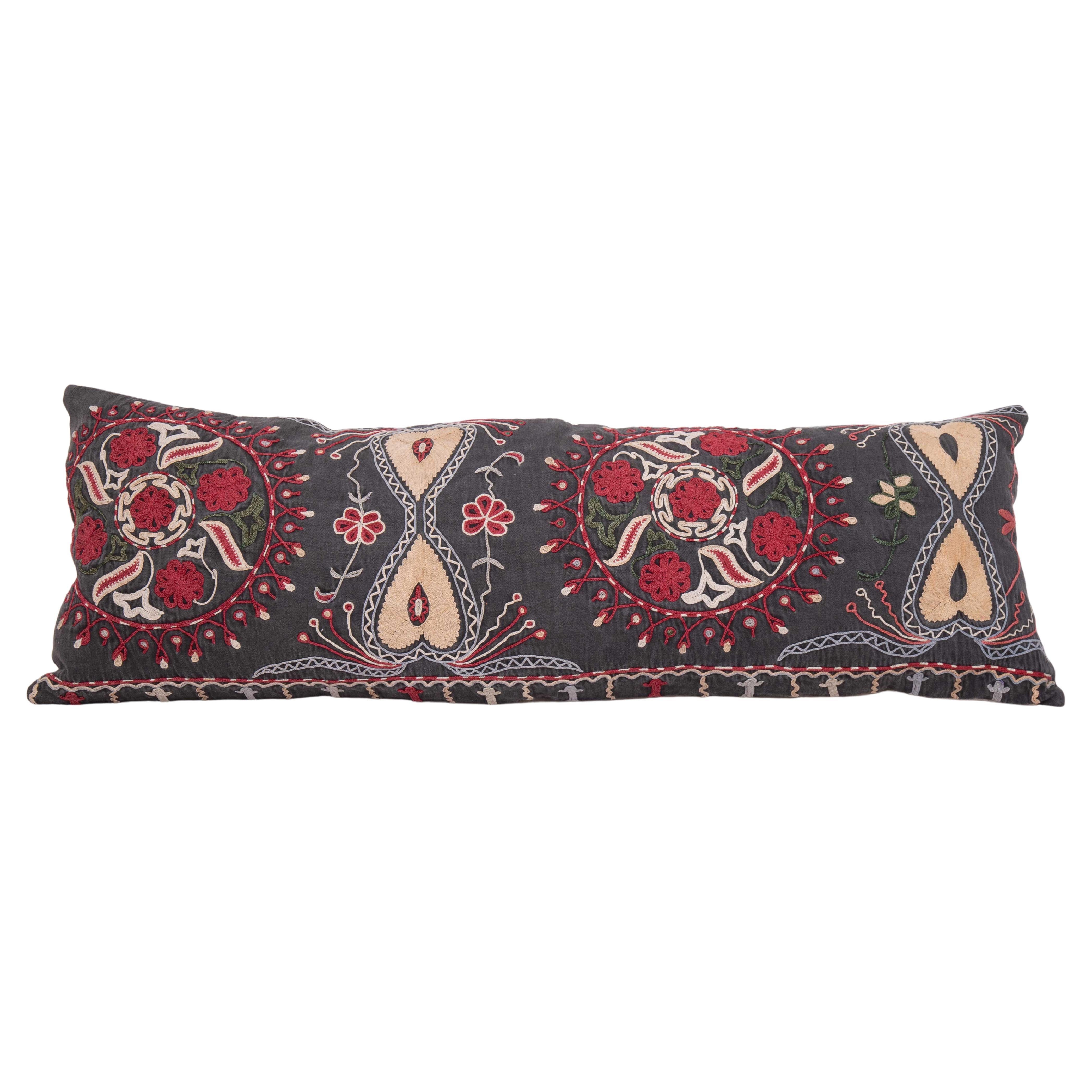 Lumbar Pillowcase Made from a Mid-20th C, Kazak / Kyrgyz Embroidery