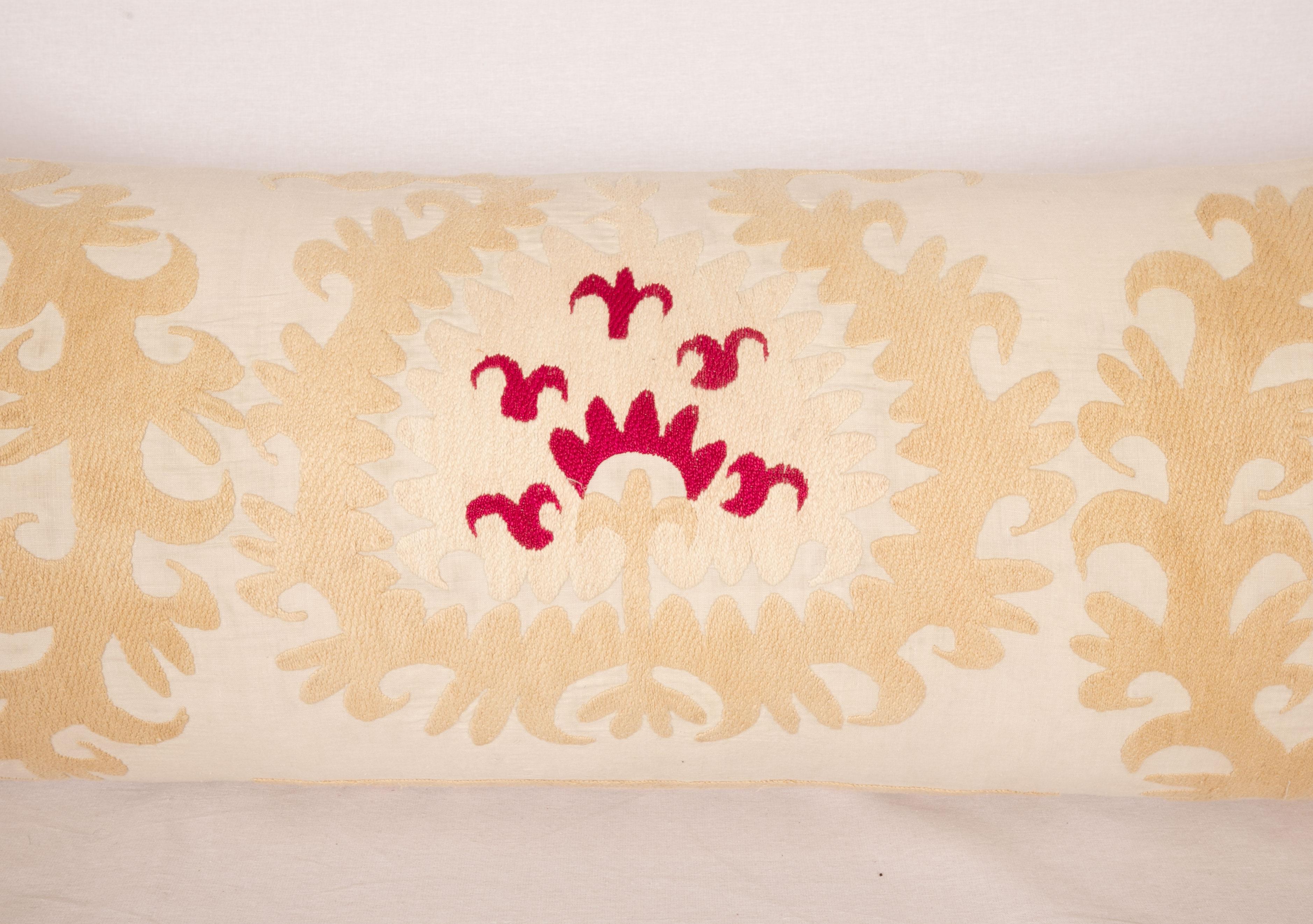 Uzbek Lumbar Pillowcase Made from a Mid 20th C. Suzani For Sale