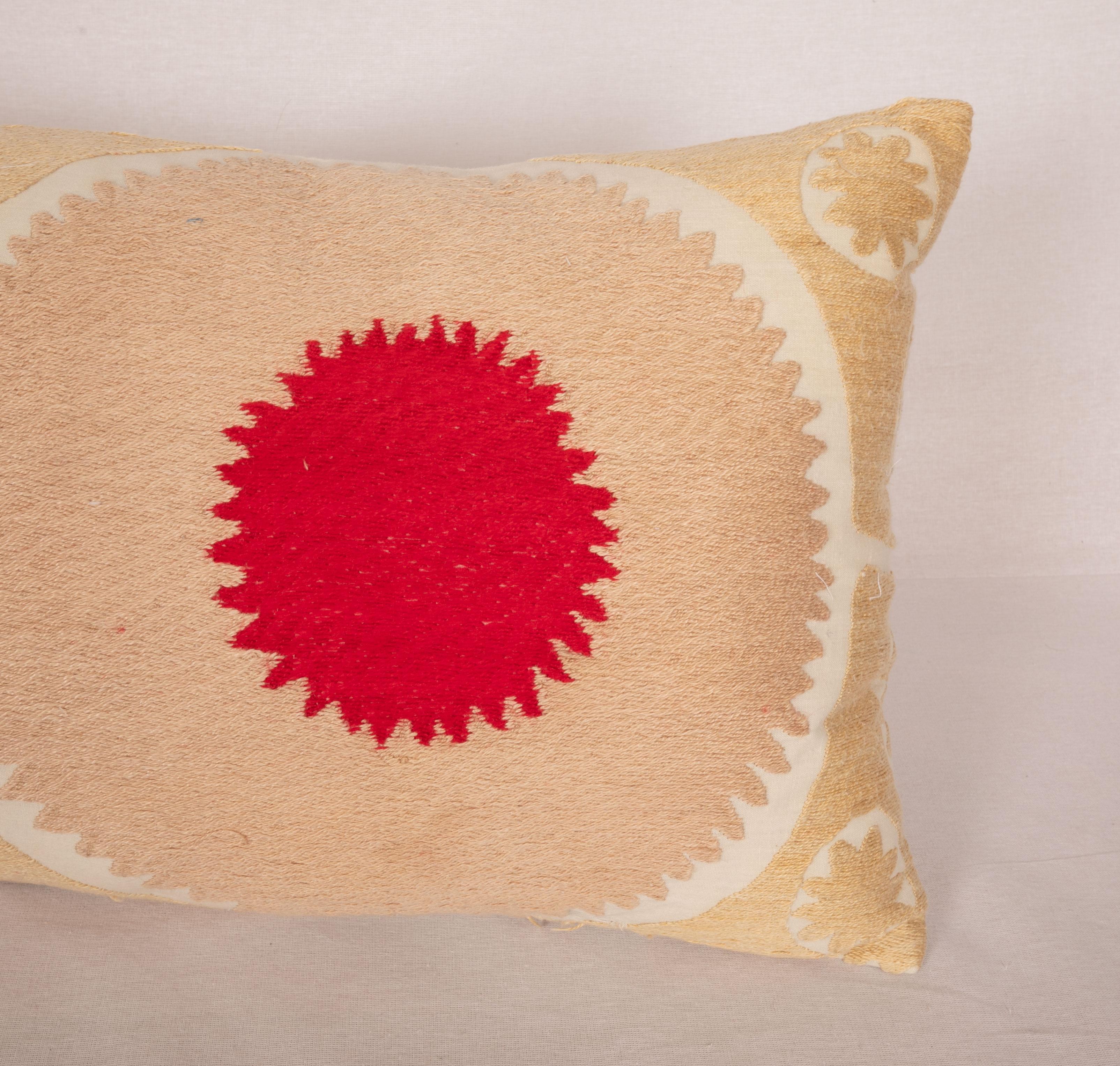 Embroidered Lumbar Pillowcase Made from a Mid 20th C. Suzani