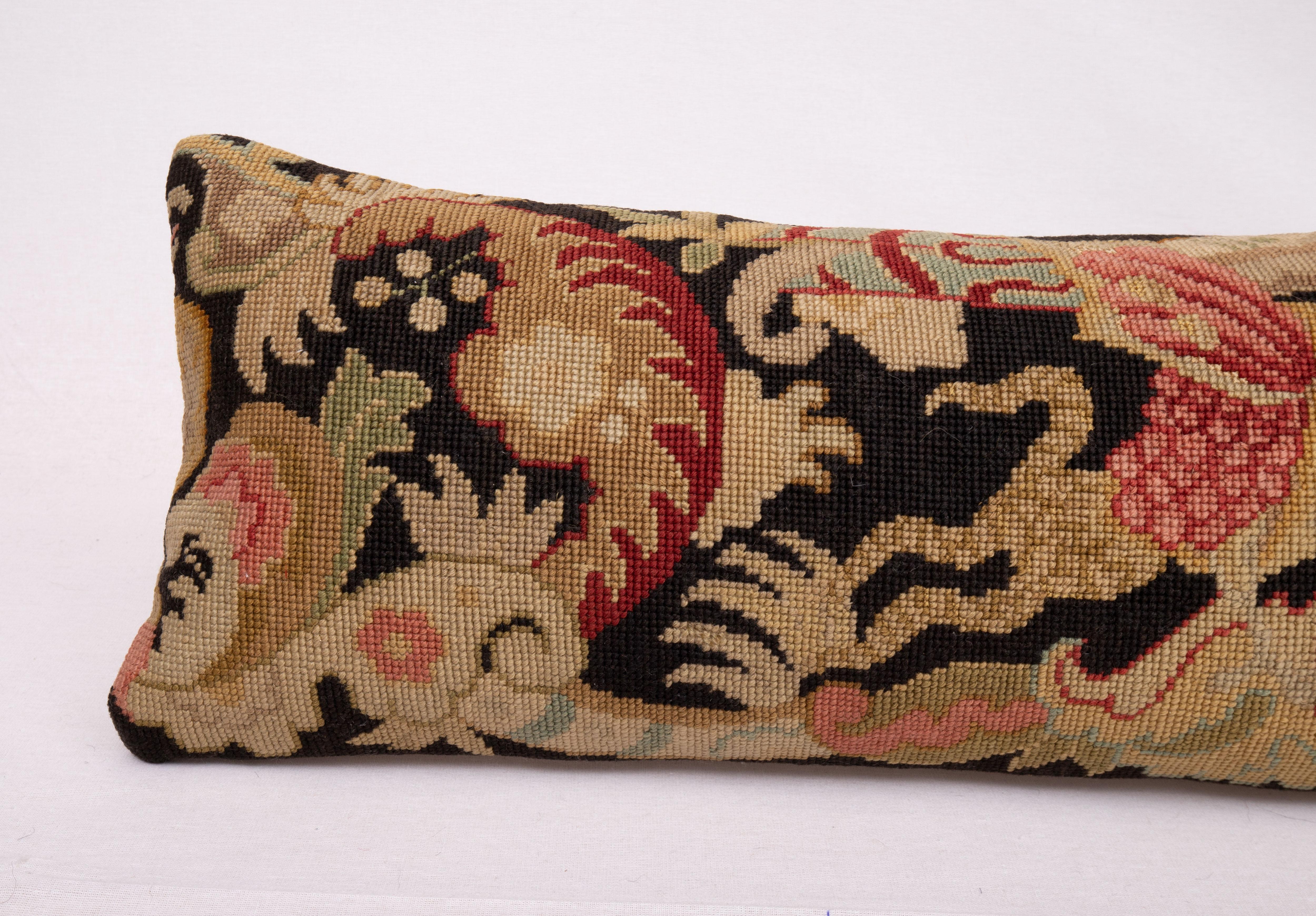 French Lumbar Pillowcase Made from an Antique European Embroidered Panel