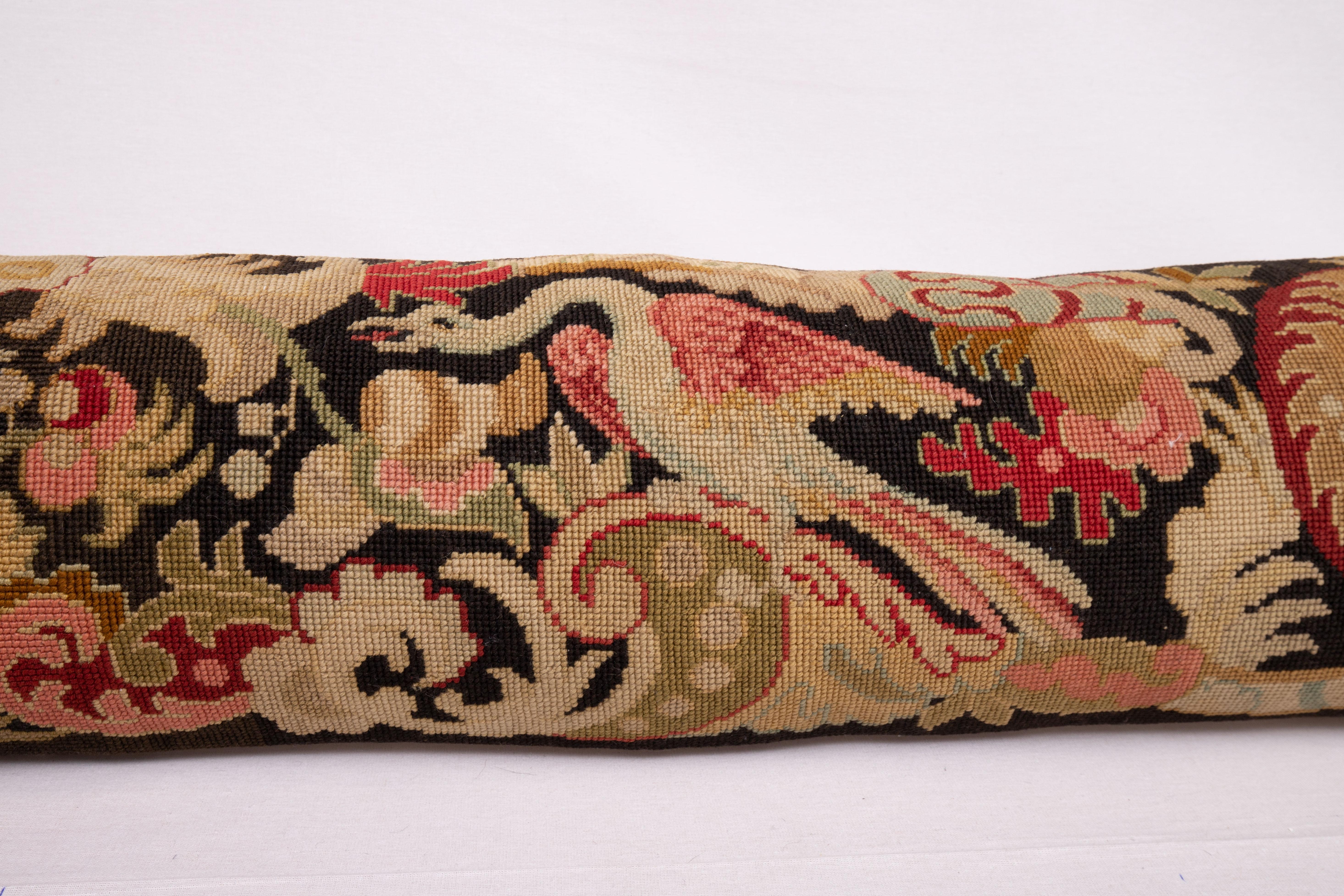 Lumbar Pillowcase Made from an Antique European Embroidered Panel In Good Condition For Sale In Istanbul, TR