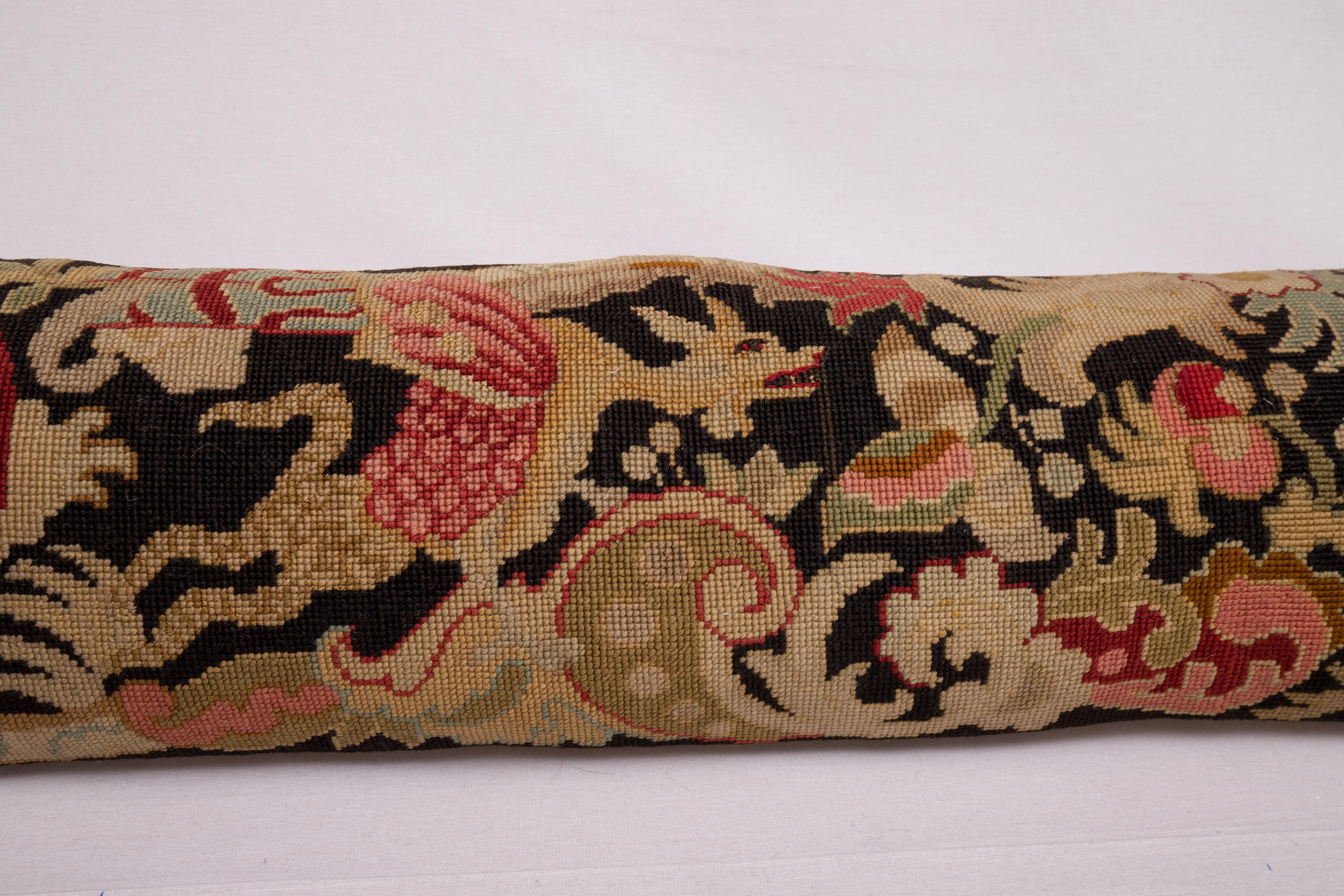 Lumbar Pillowcase Made from an Antique European Embroidered Panel In Good Condition In Istanbul, TR