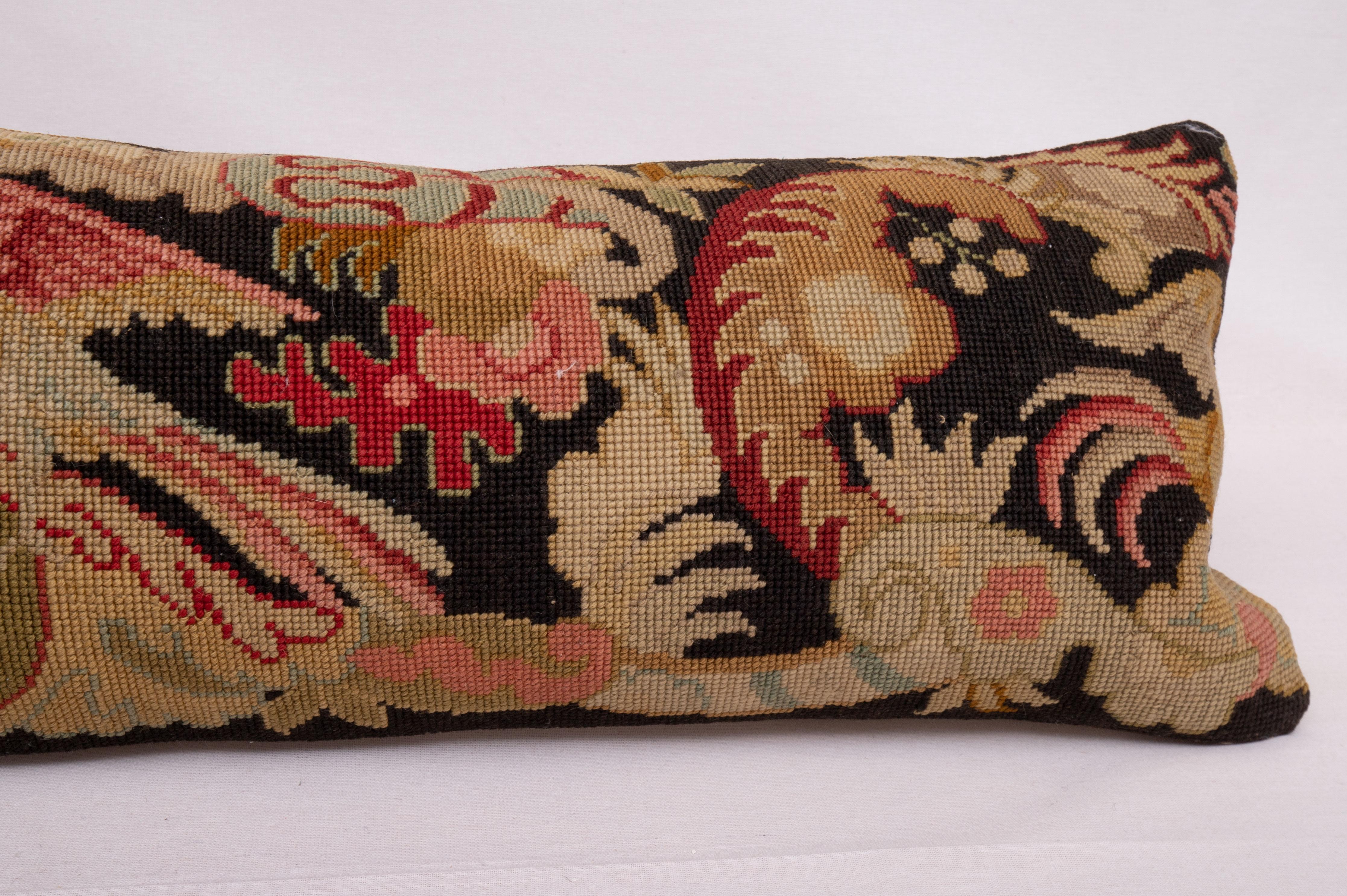 19th Century Lumbar Pillowcase Made from an Antique European Embroidered Panel For Sale