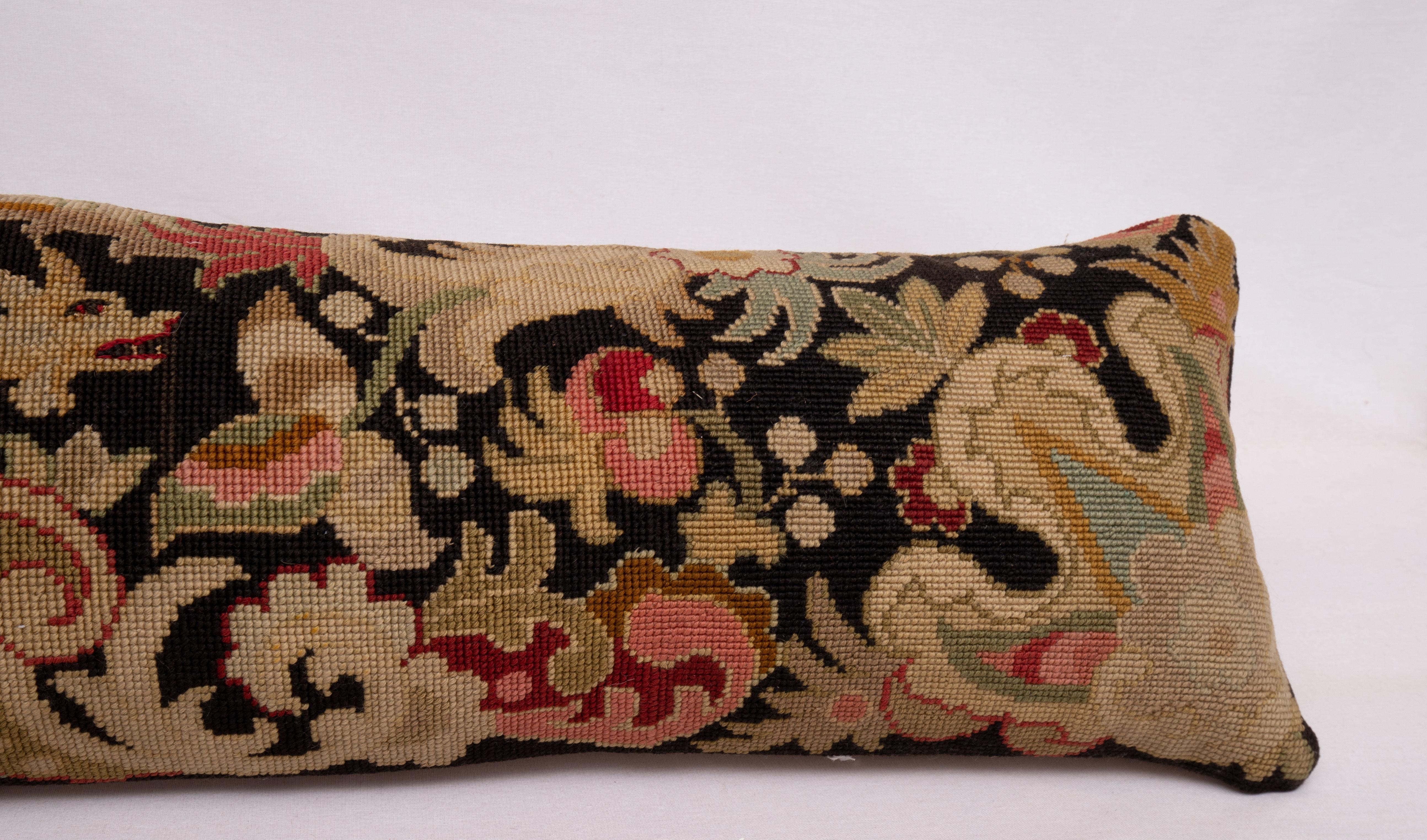 19th Century Lumbar Pillowcase Made from an Antique European Embroidered Panel
