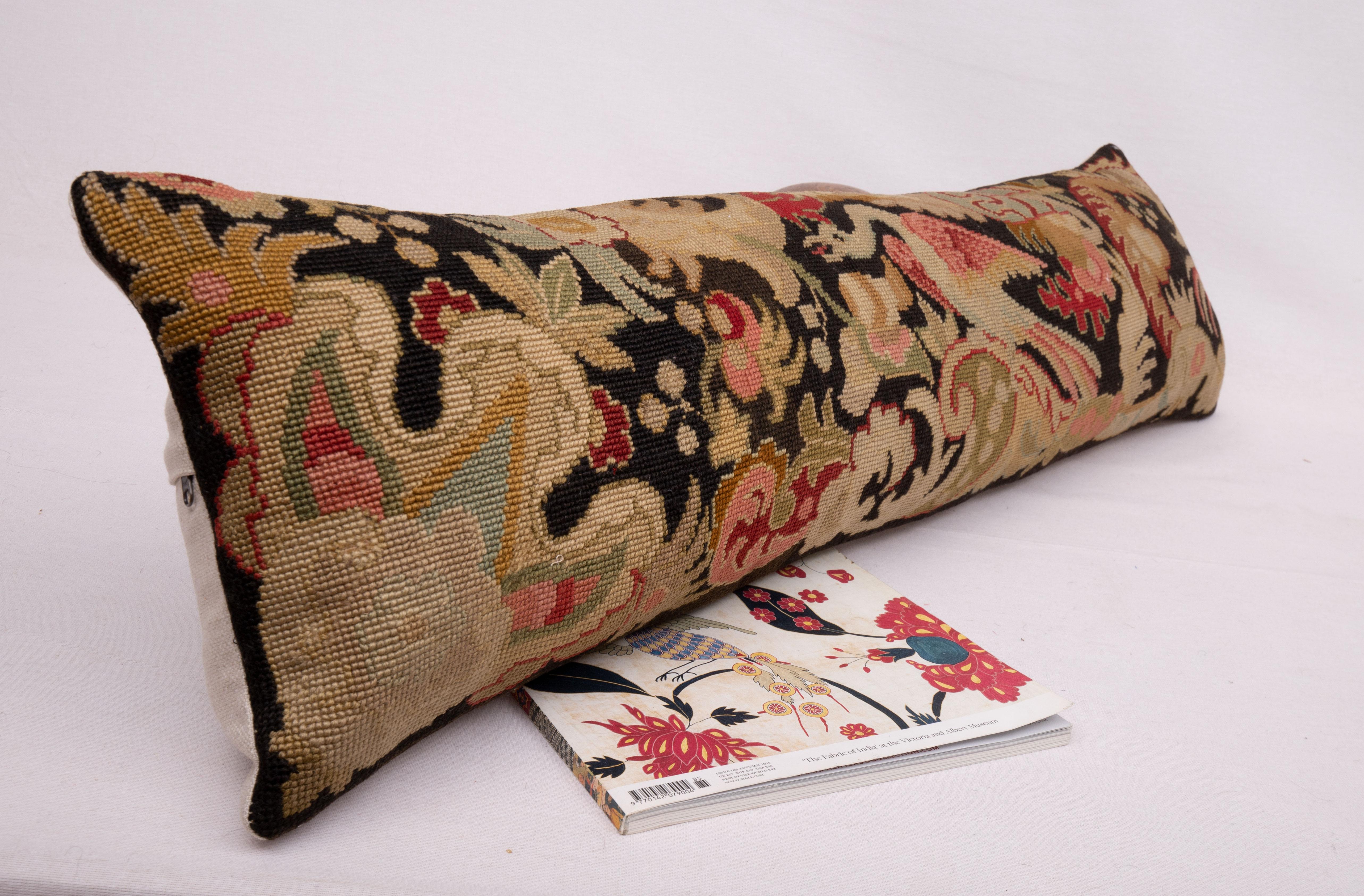 Lumbar Pillowcase Made from an Antique European Embroidered Panel For Sale 1