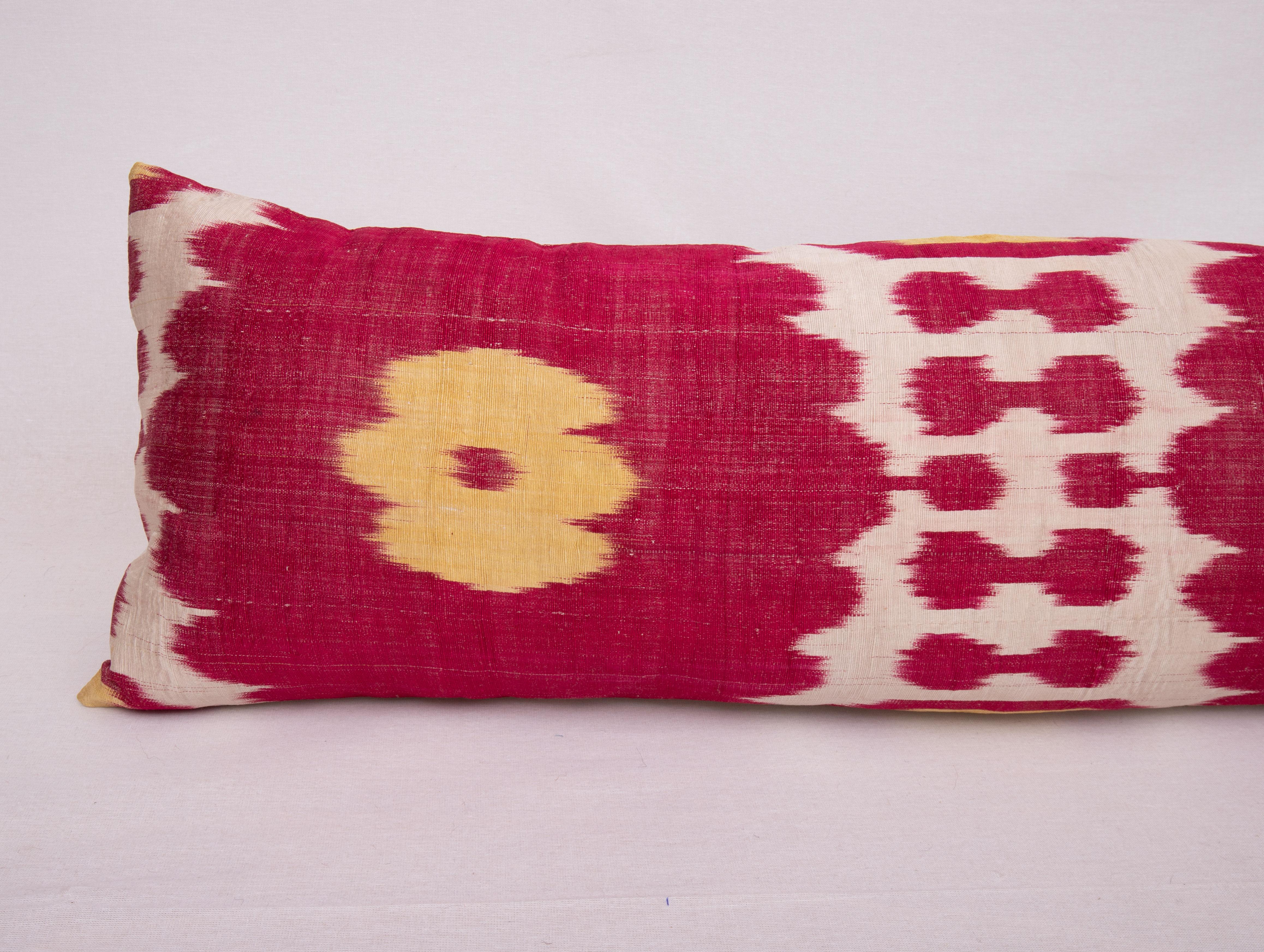 20th Century Lumbar Pillowcase Made from an Early 20th C. Uzbek Ikat For Sale