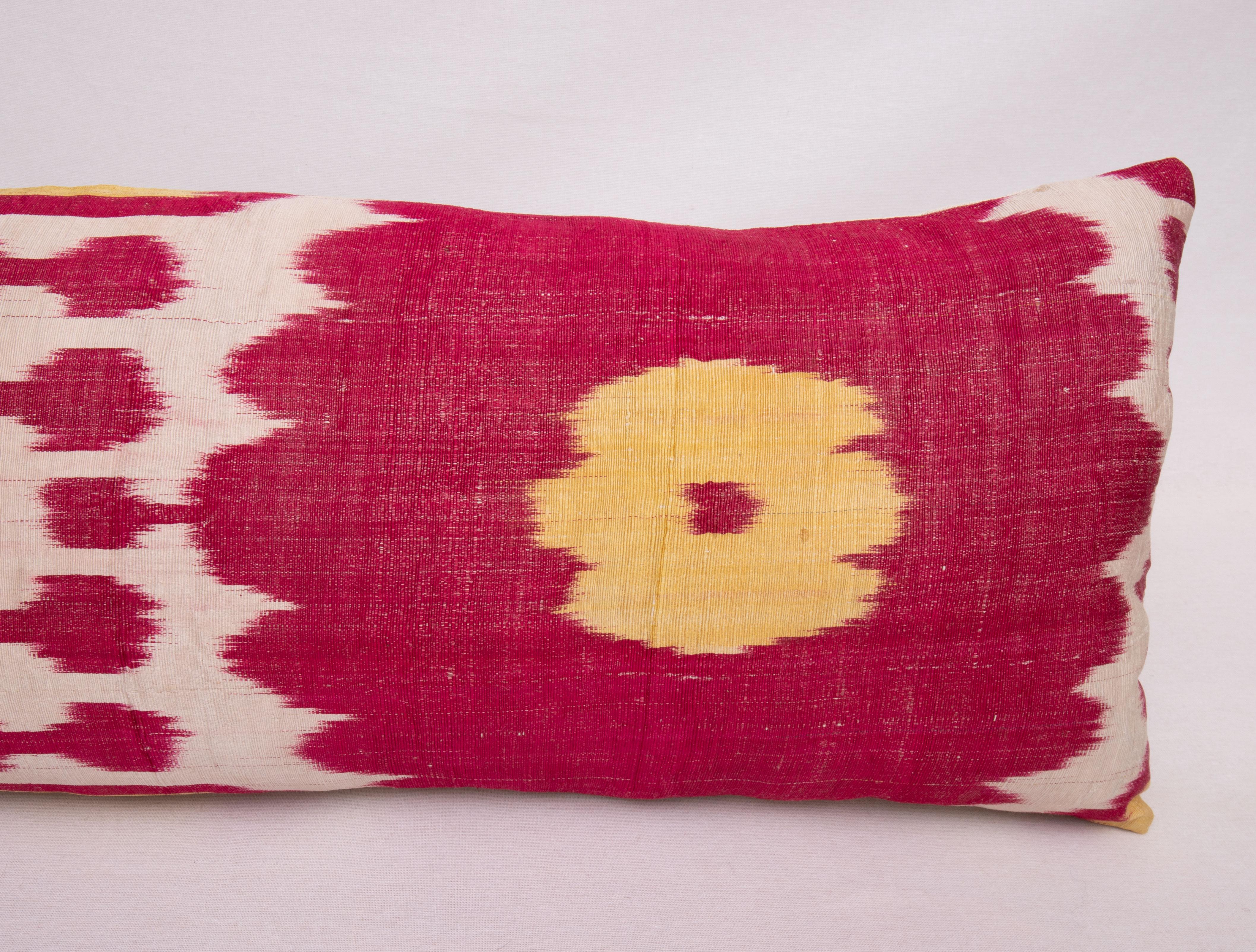 Cotton Lumbar Pillowcase Made from an Early 20th C. Uzbek Ikat For Sale