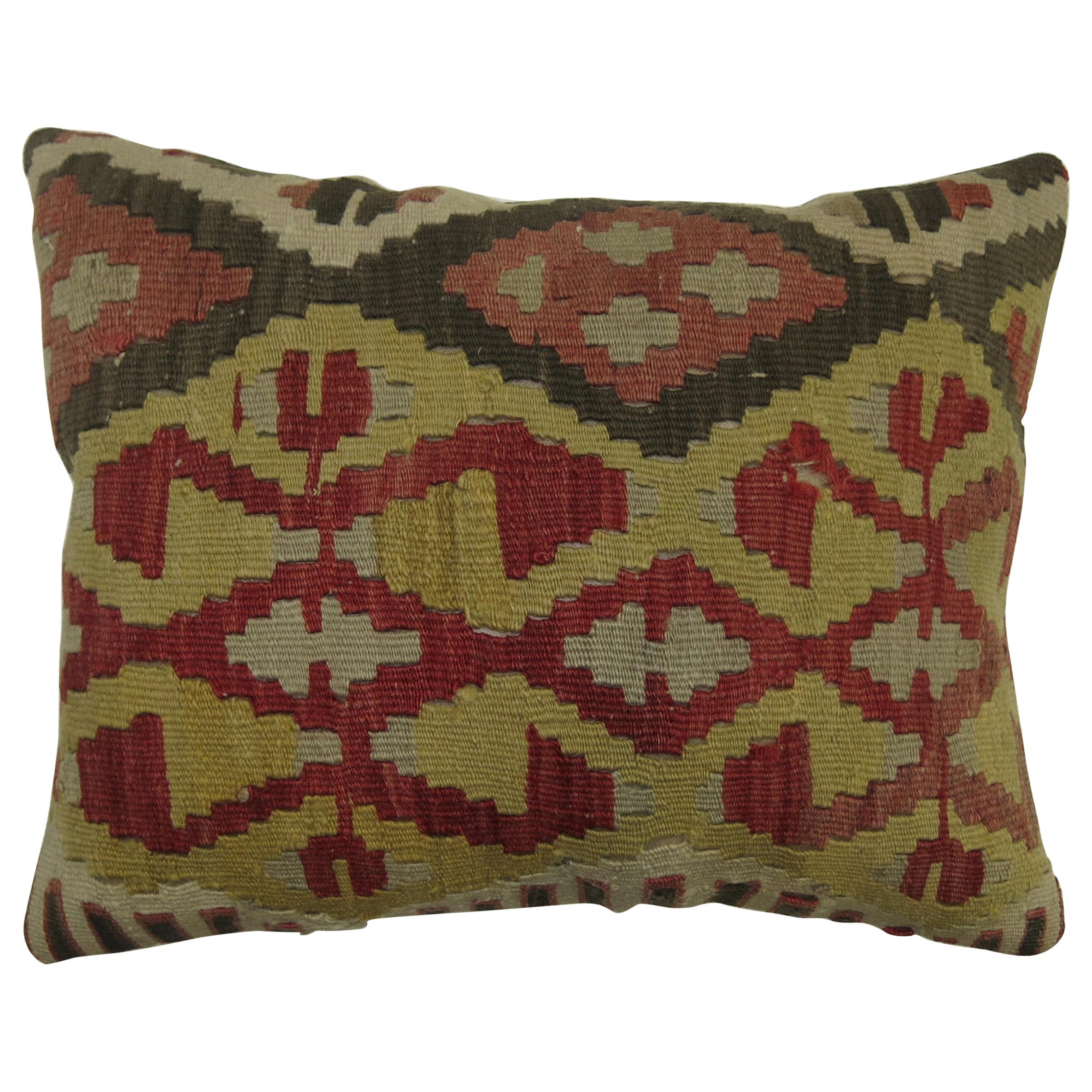 Lumbar Size Turkish Kilim Pillow For Sale