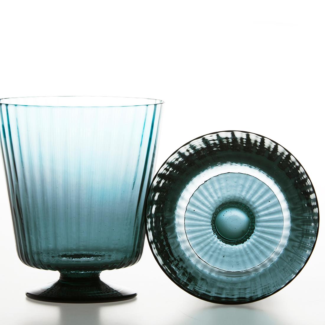 Lume, Candleholder Handcrafted Muranese Glass, Acquamarine Twisted MUN by VG In New Condition In Treviso, Treviso