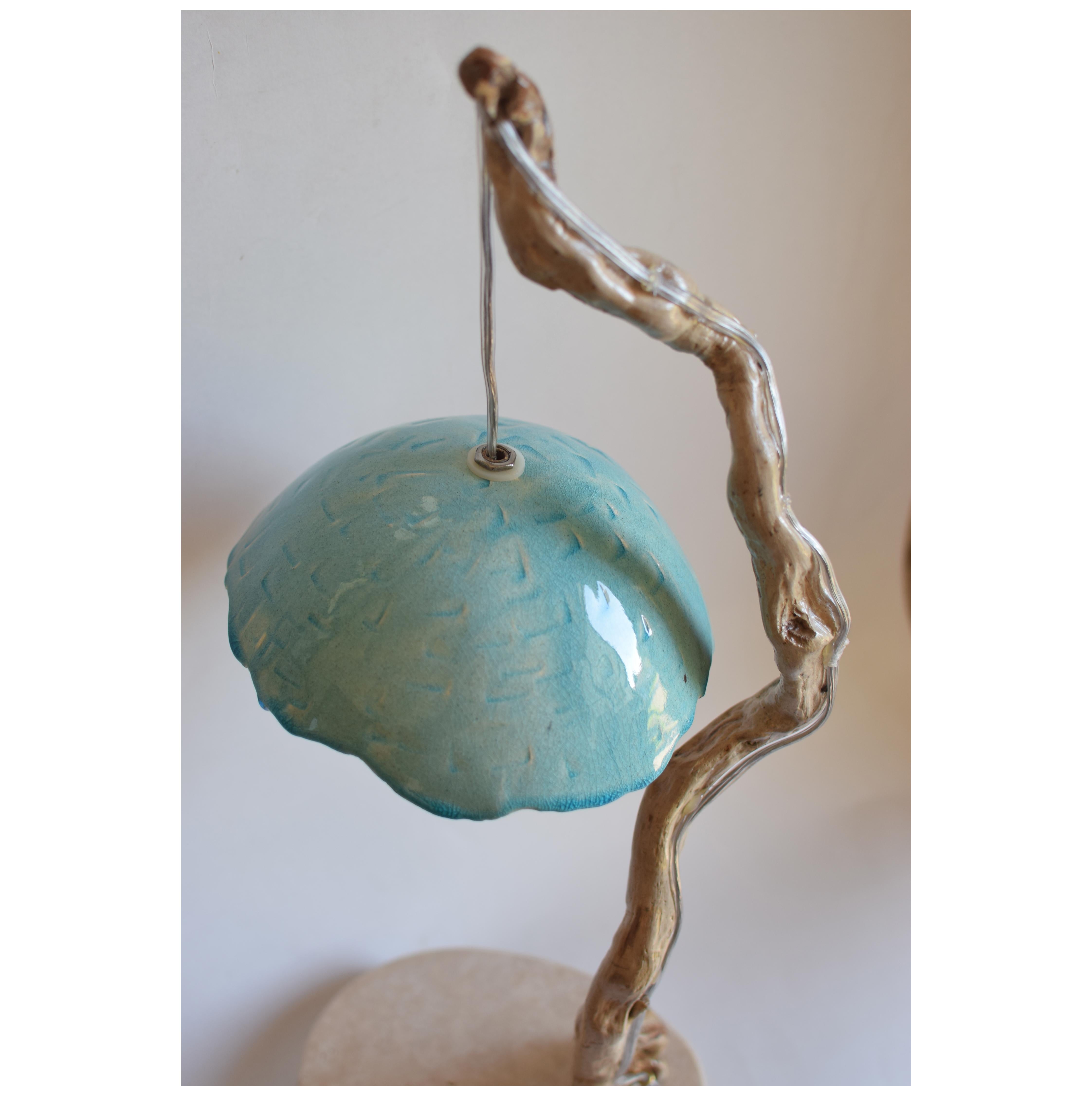 Italian Lampe monobloc en céramique, bois et pierre - fabriquée en Italie en vente