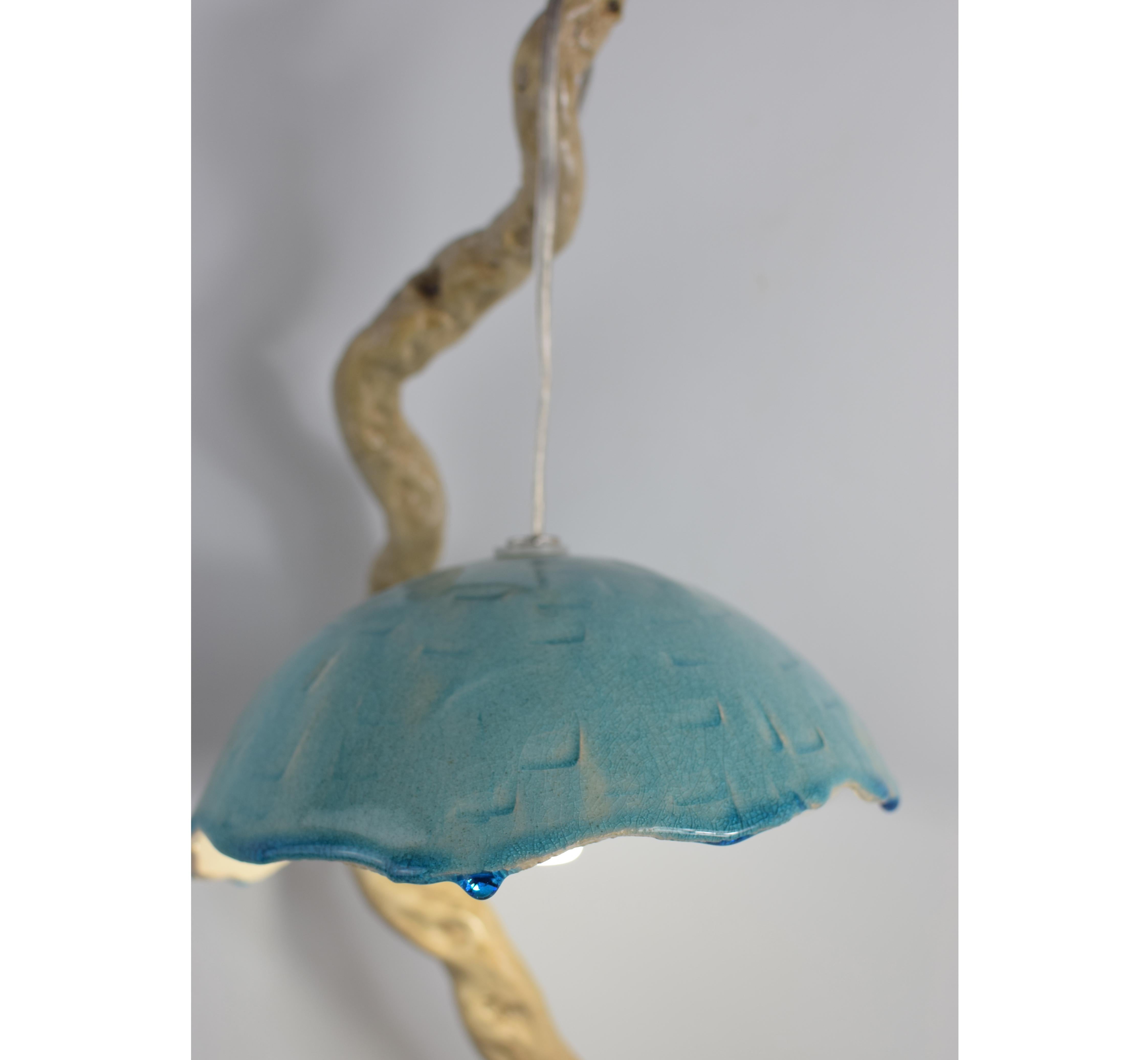 Contemporain Lampe monobloc en céramique, bois et pierre - fabriquée en Italie en vente