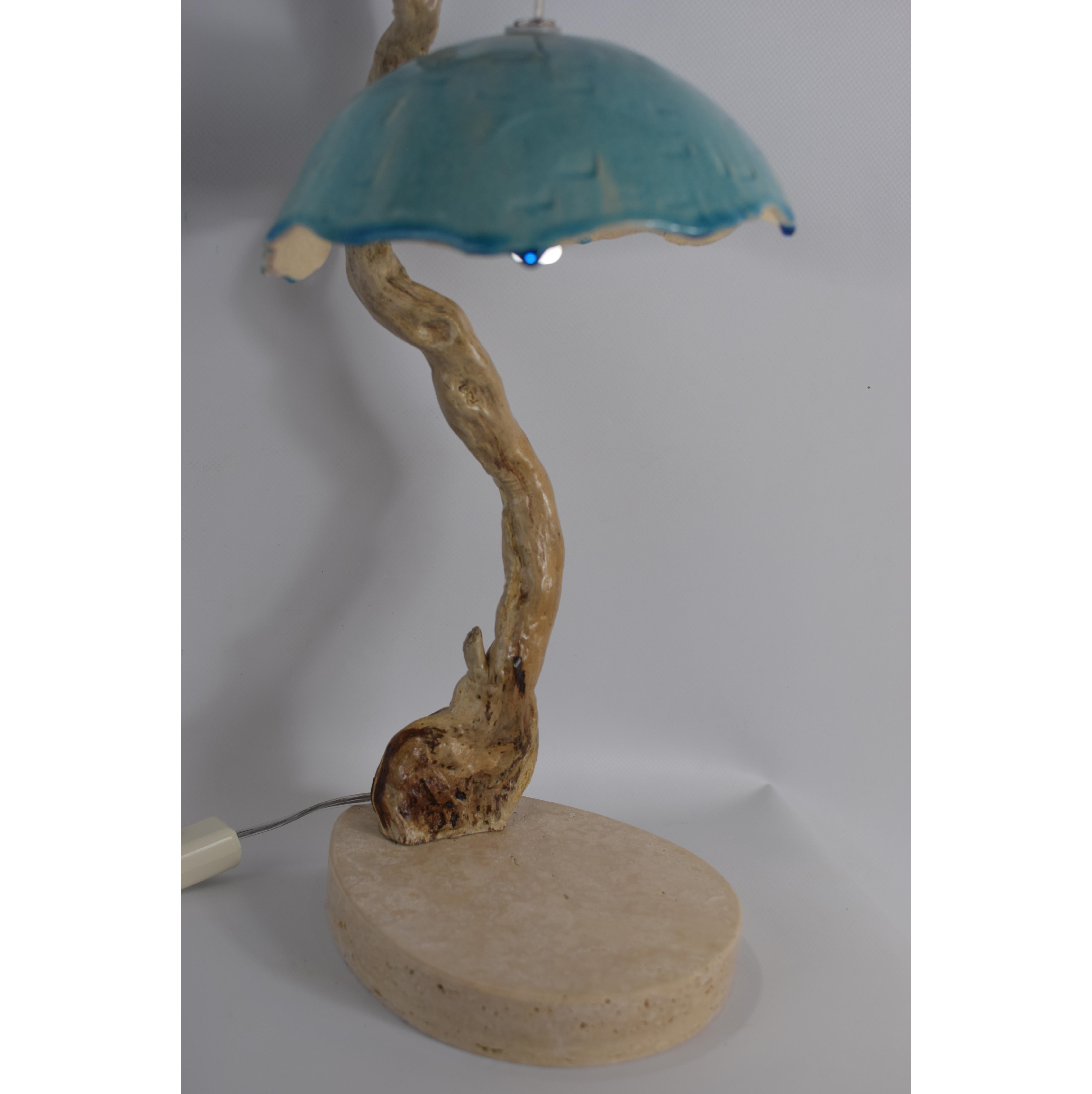 Céramique Lampe monobloc en céramique, bois et pierre - fabriquée en Italie en vente