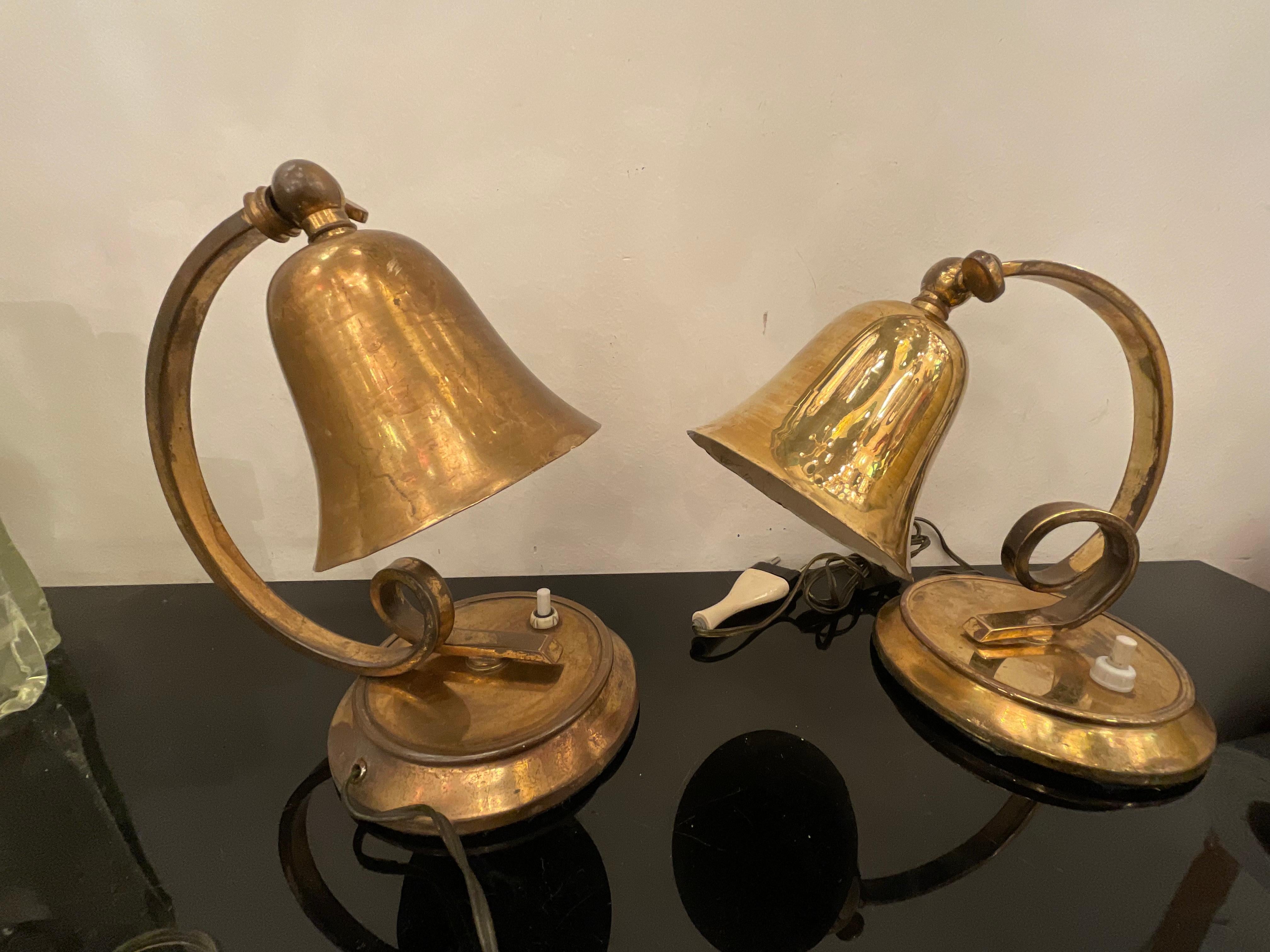 LUMEN - coppia di lampade da tavolo in ottone - ITALIA 1940 Moderno de mediados de siglo en venta