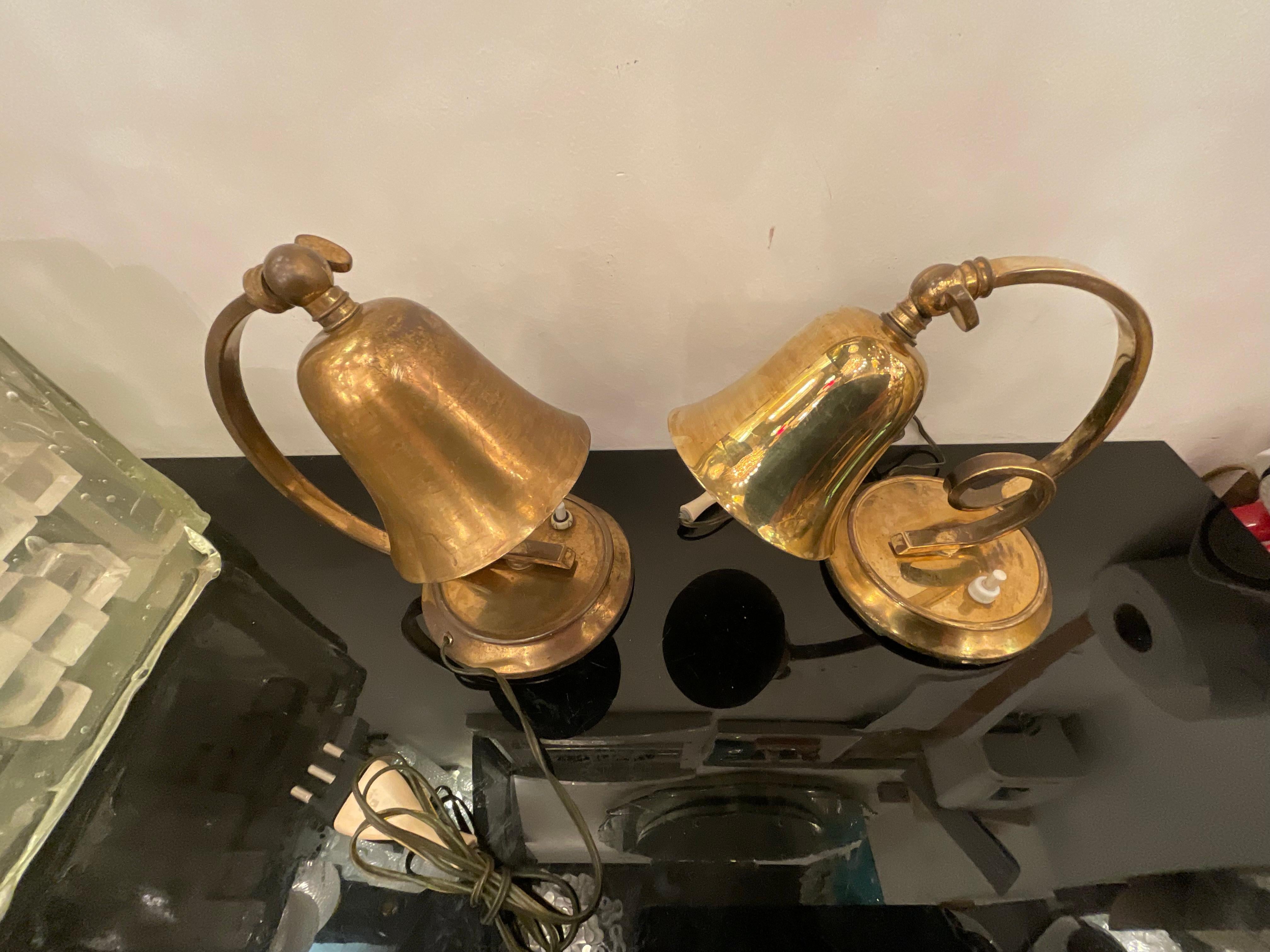 LUMEN - coppia di lampade da tavolo in ottone - ITALIA 1940 Italiano en venta