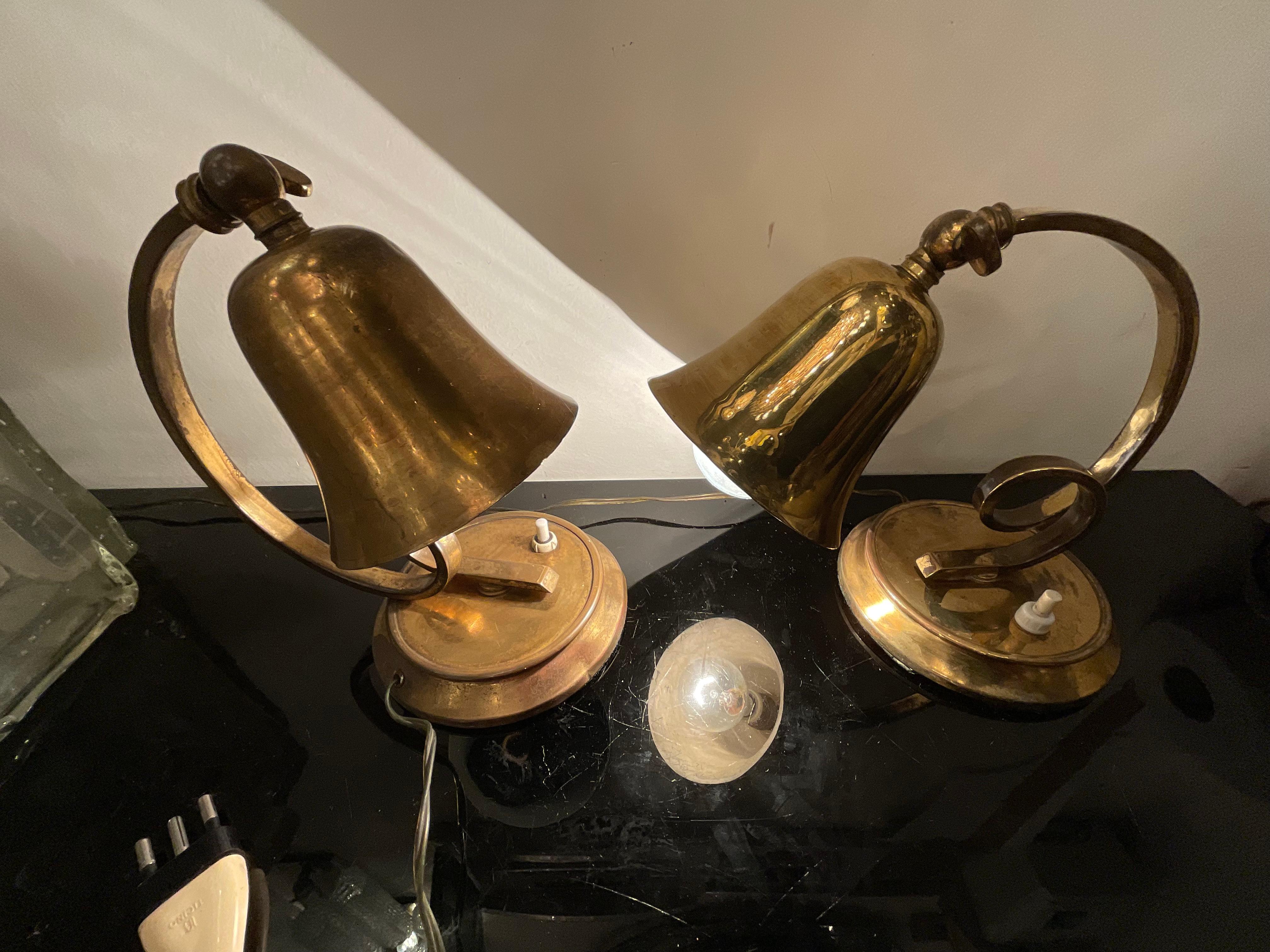 LUMEN - coppia di lampade da tavolo in ottone - ITALIA 1940 Metalistería en venta
