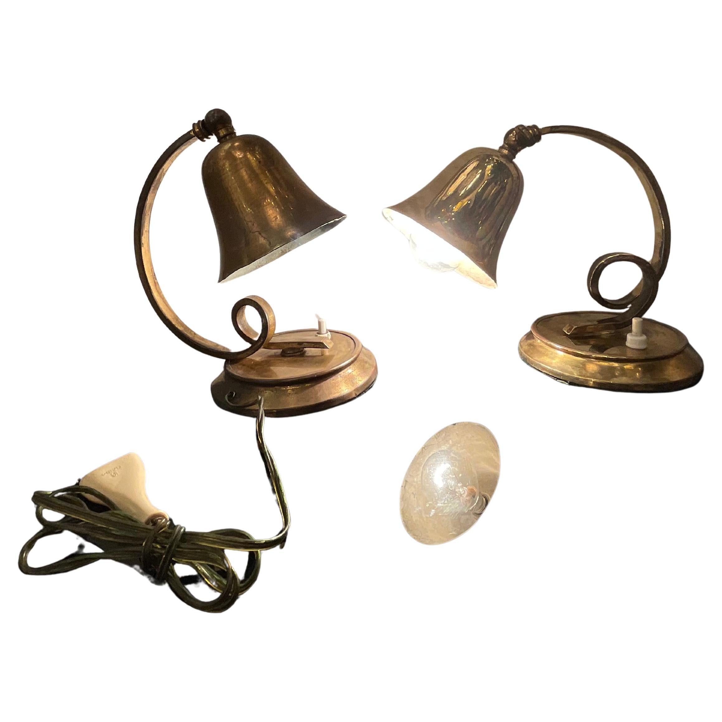 LUMEN - coppia di lampade da tavolo in ottone - ITALIA 1940