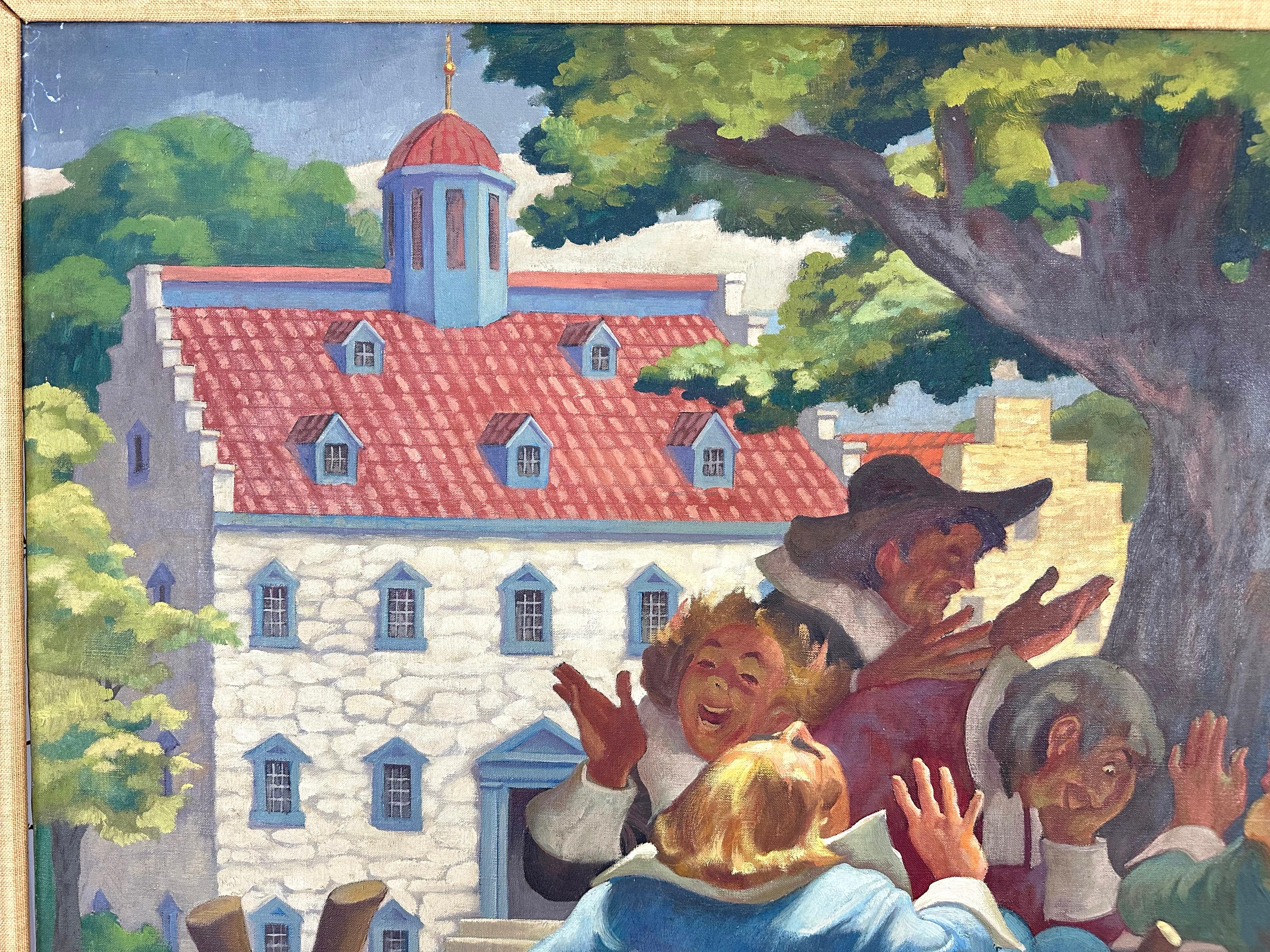 Dutch Colonial Lumen Martin Winter, “Burgomeester’s Joke”, Large Oil Painting, Early 1950s For Sale