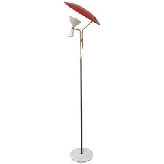Lumen Milano Floor Lamp in Brass and Marble, Italy, 1950s