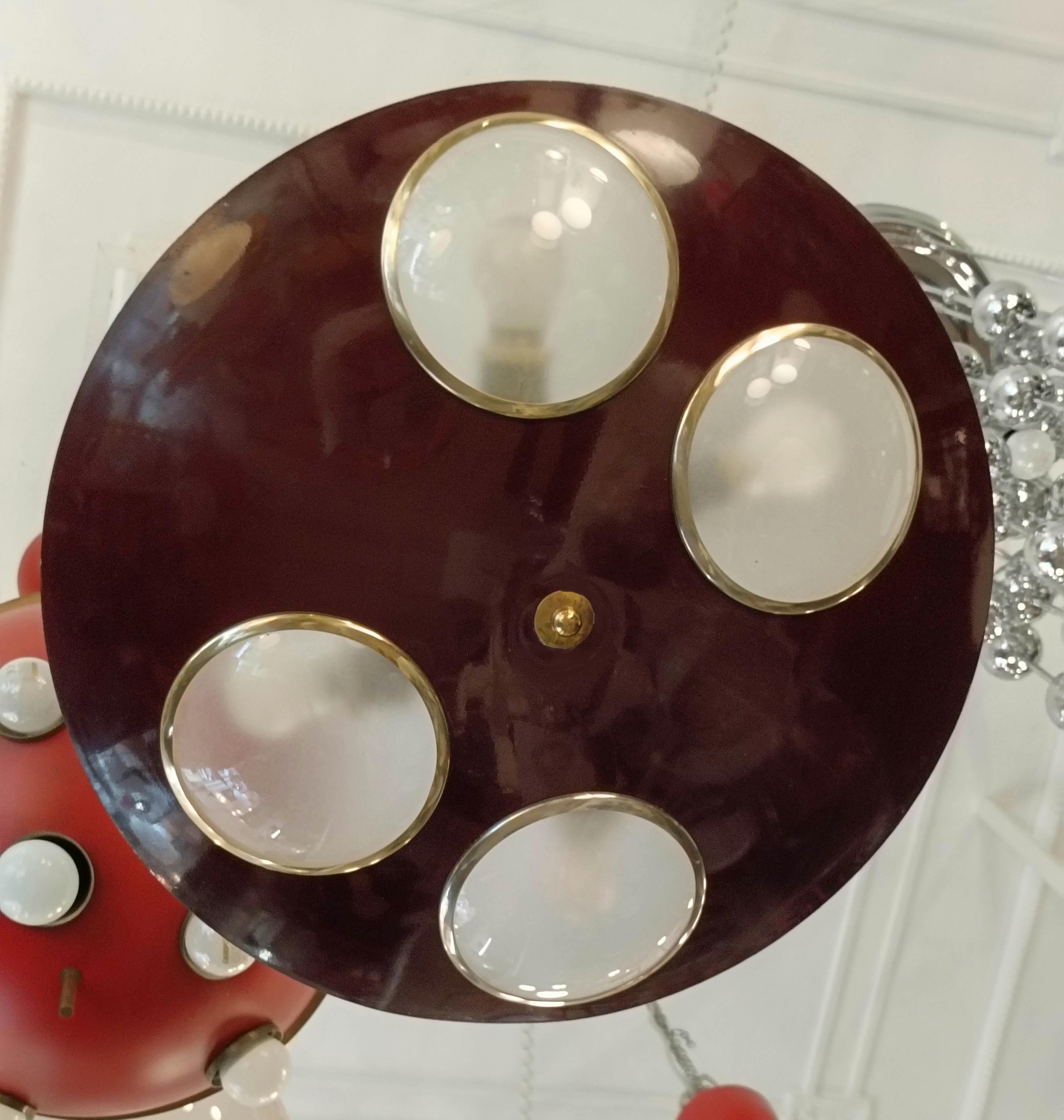 Lumen Milano Lampada a Sospensione in Metallo Laccato Burdeos, Italia Años 50 en Bueno estado para la venta en Naples, IT