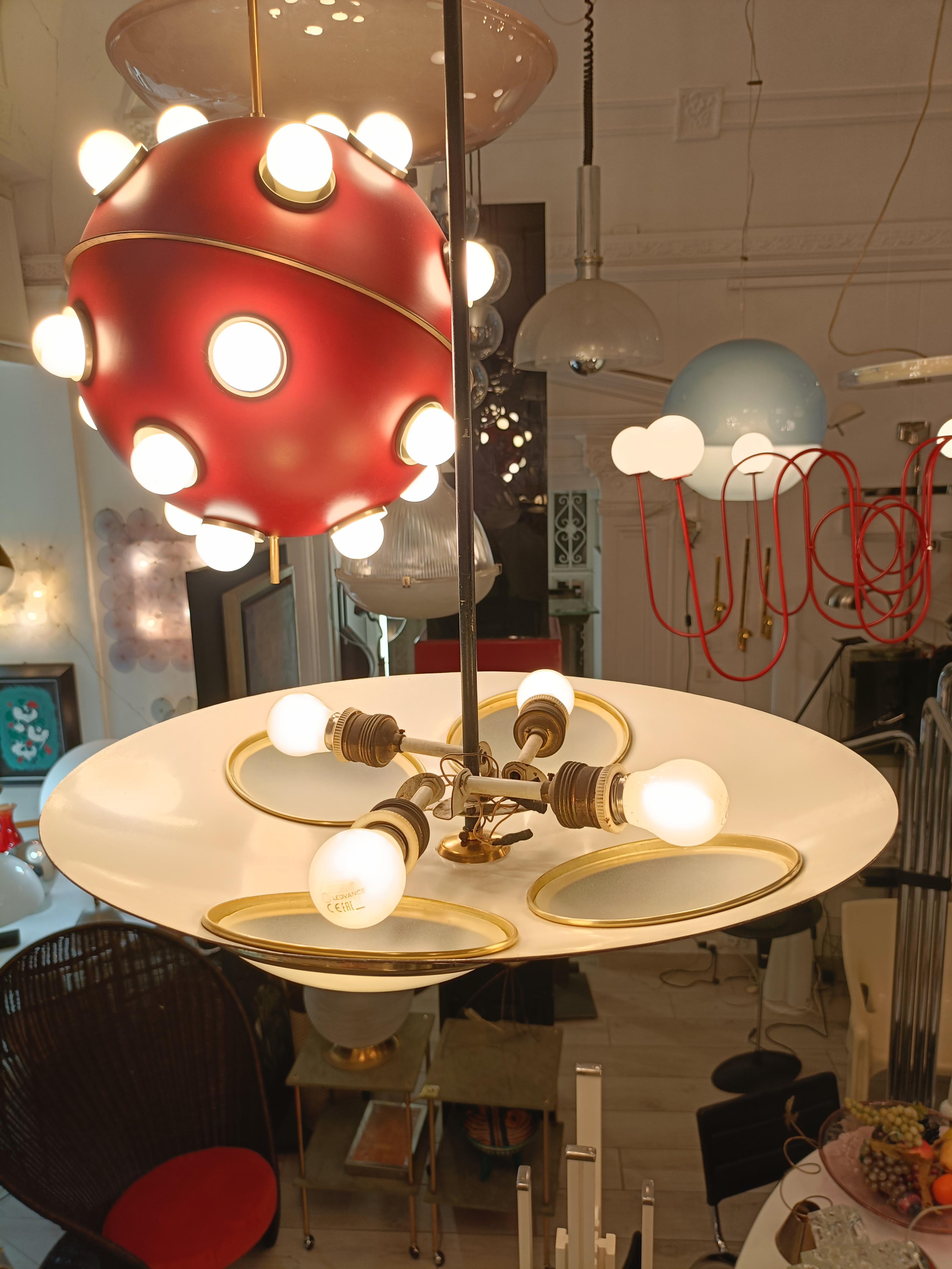 Lumen Milano Lampada a Sospensione in Metallo Laccato Burdeos, Italia Años 50 en venta 2