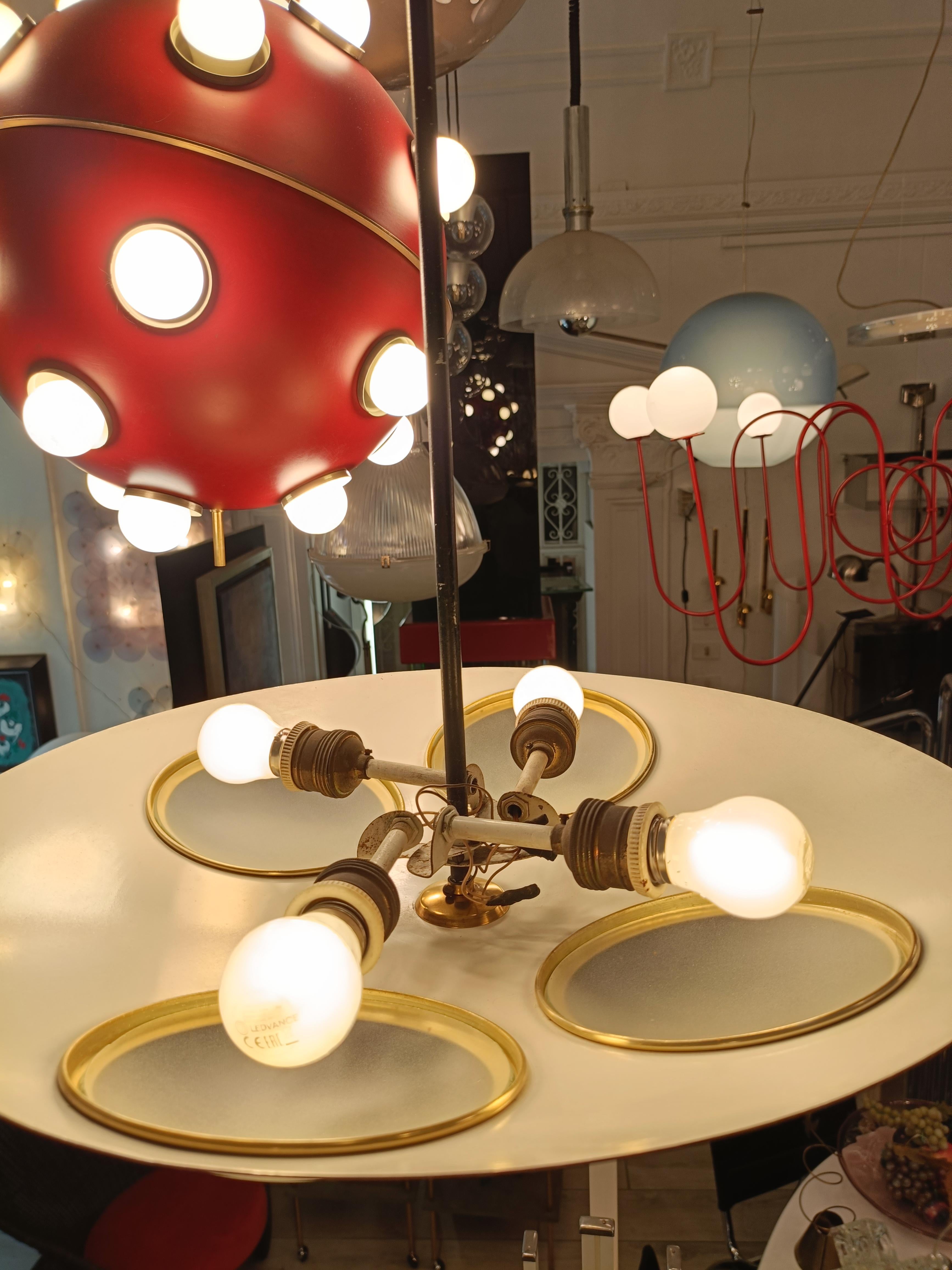 Lumen Milano Lampada a Sospensione in Metallo Laccato Burdeos, Italia Años 50 en venta 3