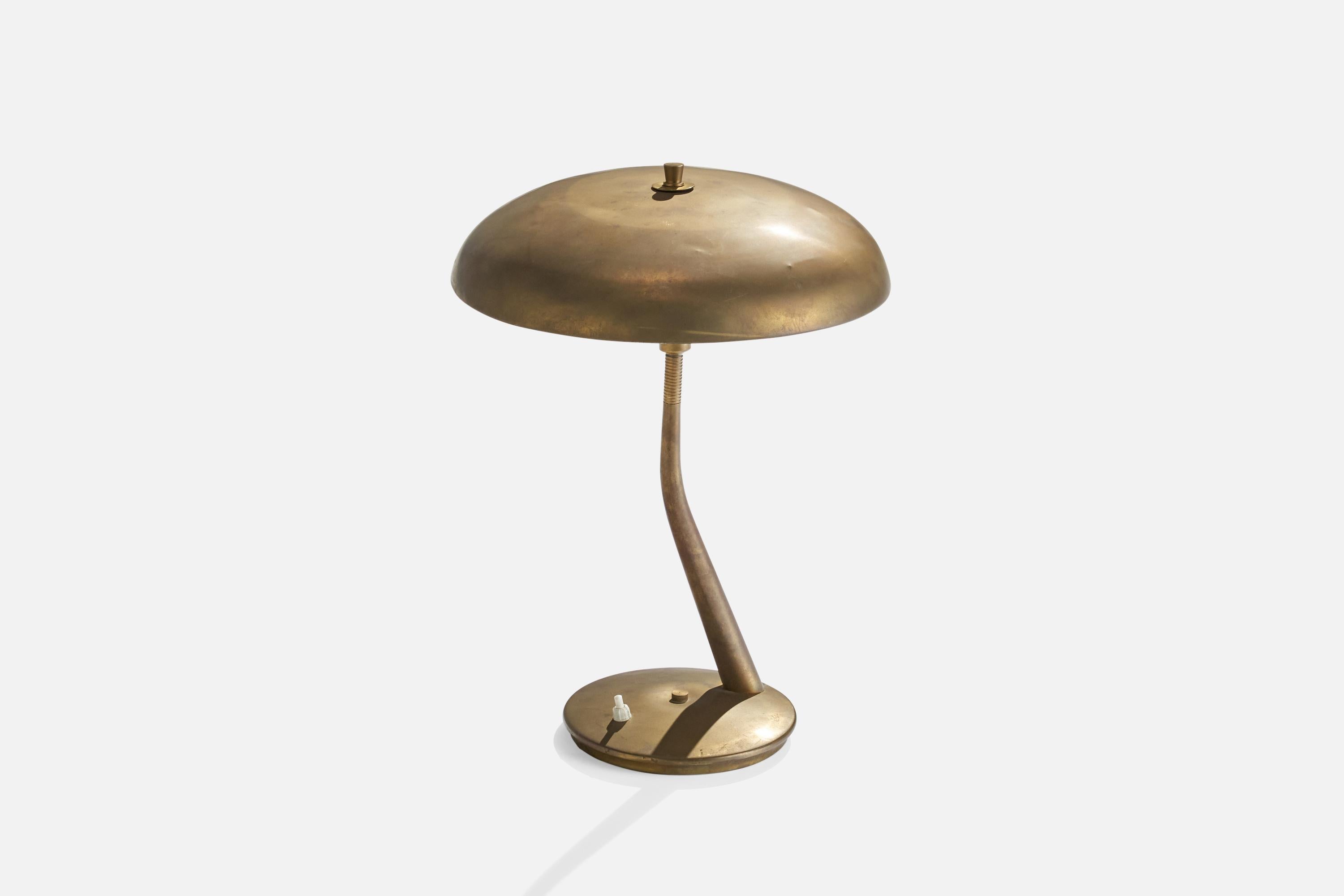Italian Lumen Milano, Table Lamp, Brass, Italy, 1950s