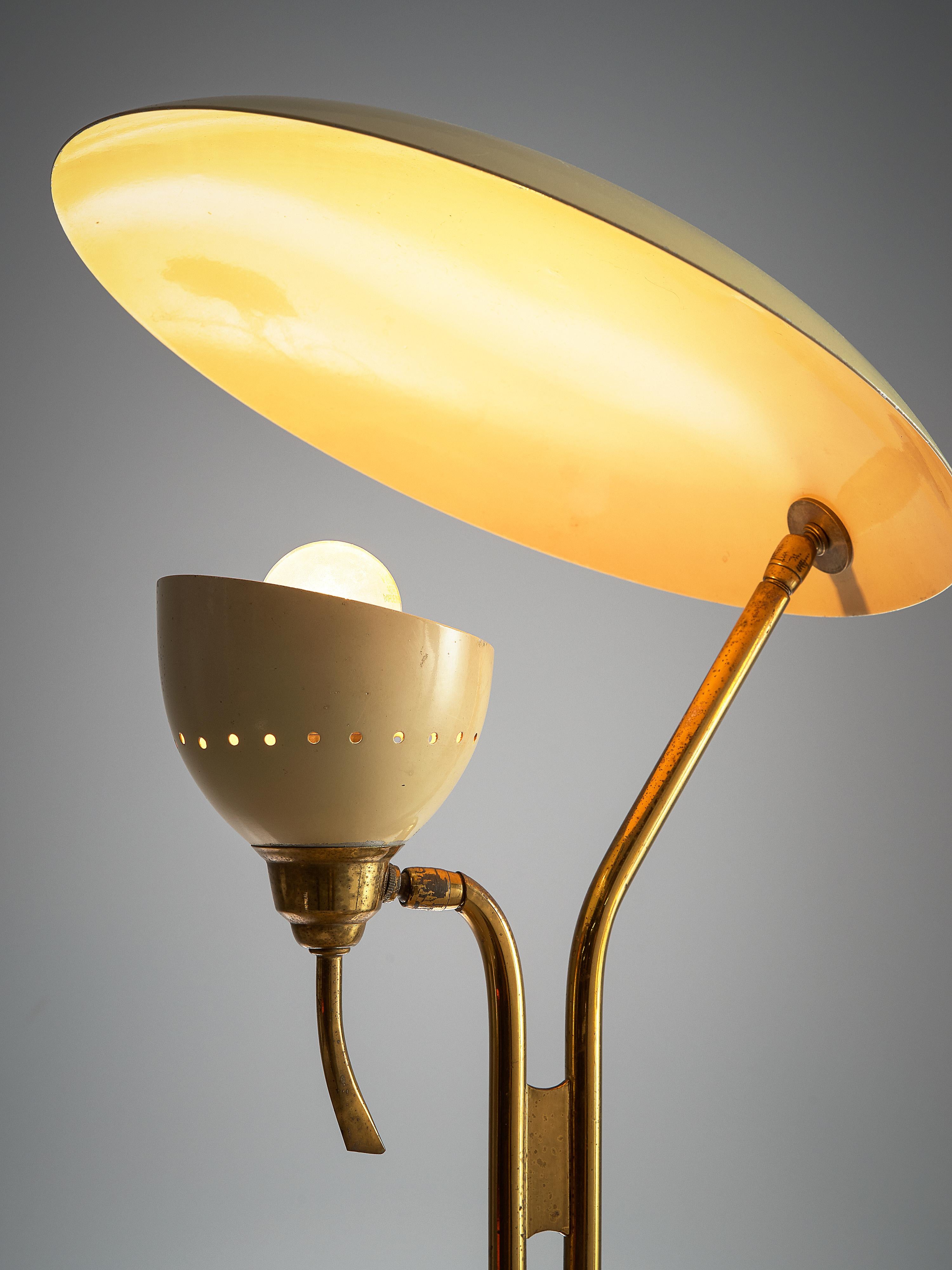 Mid-Century Modern Lumen Milano Table Lamp in Beige Metal and Brass