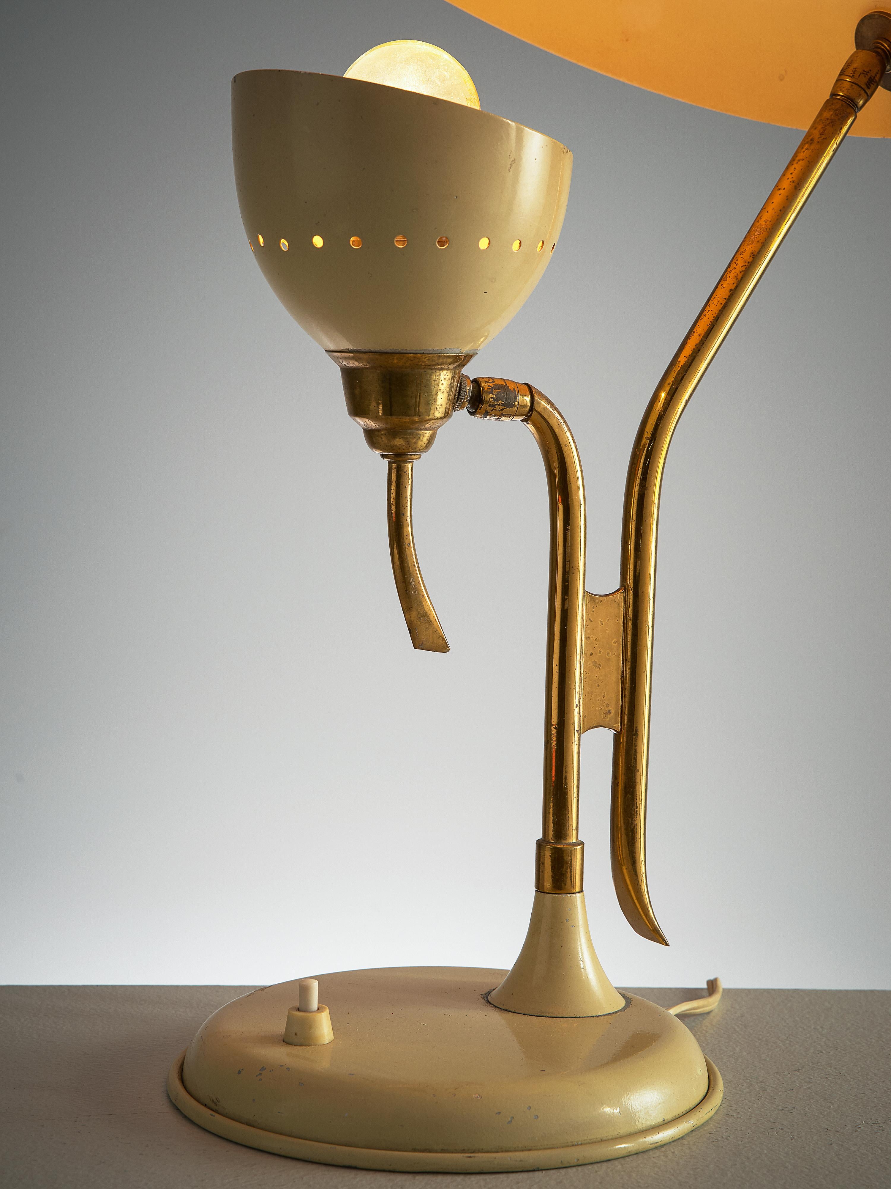 Lumen Milano Table Lamp in Beige Metal and Brass In Good Condition In Waalwijk, NL