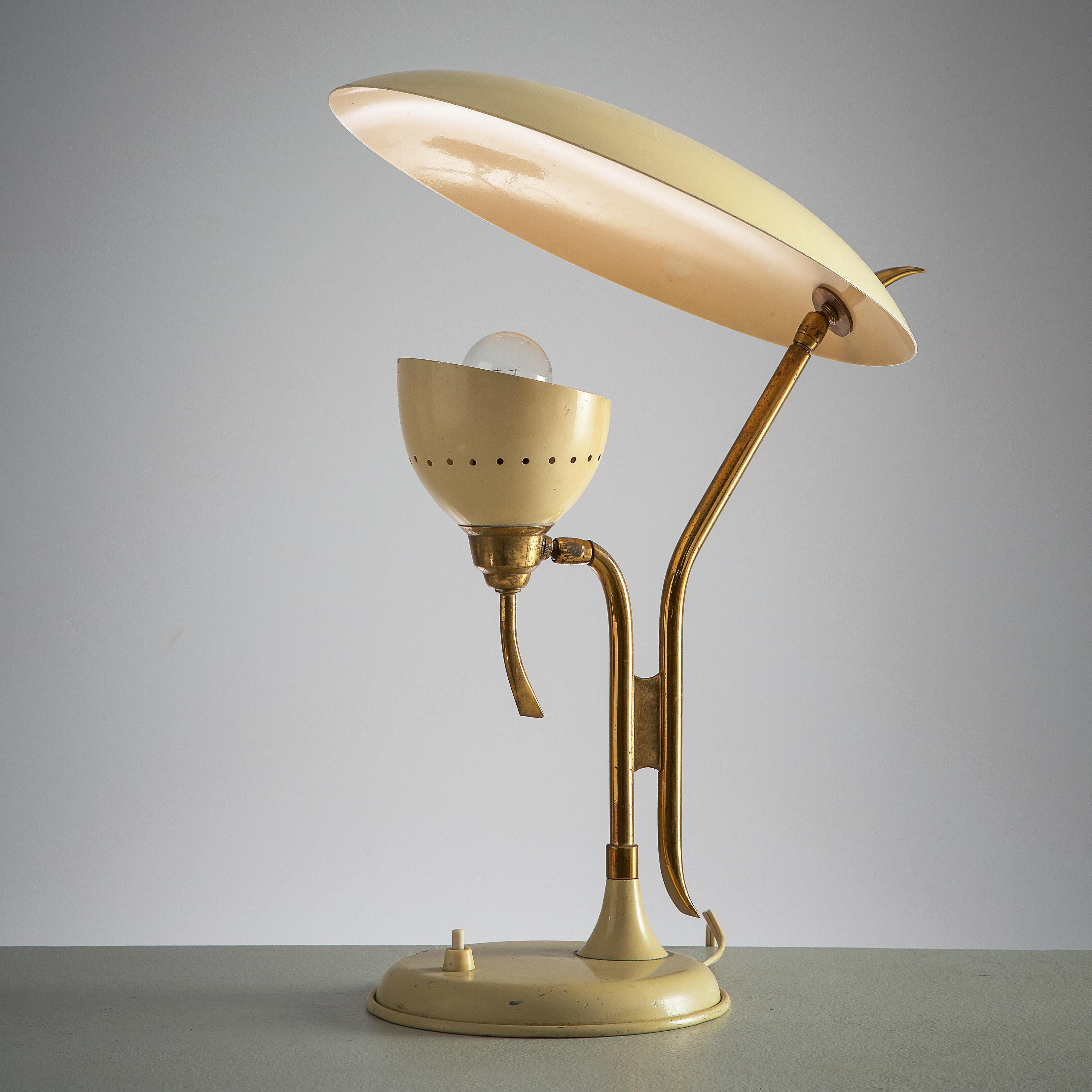 Lumen Milano Table Lamp in Beige Metal and Brass 1